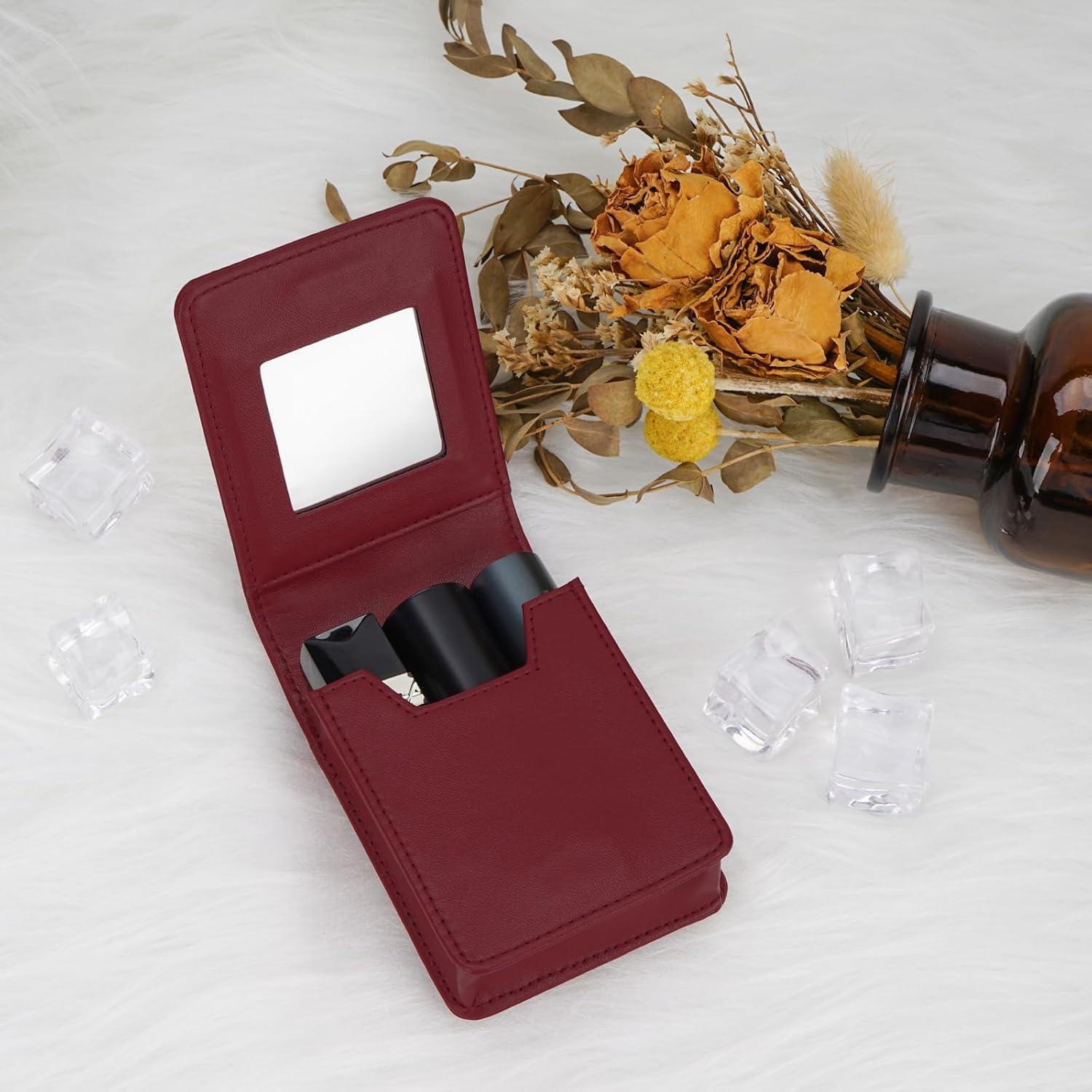 Estuche de Labial Mini JANKOW en Cuero Rojo con Espejo