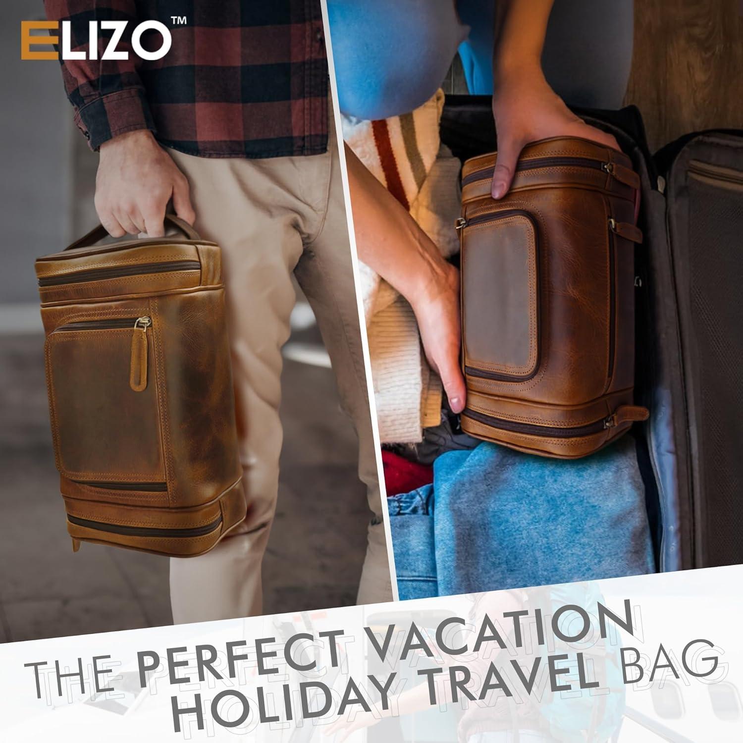 Bolsa de Aseo Extra Grande Elizo de Cuero Impermeable