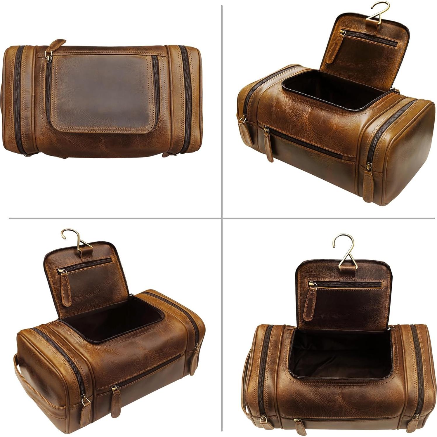 Bolsa de Aseo Extra Grande Elizo de Cuero Impermeable