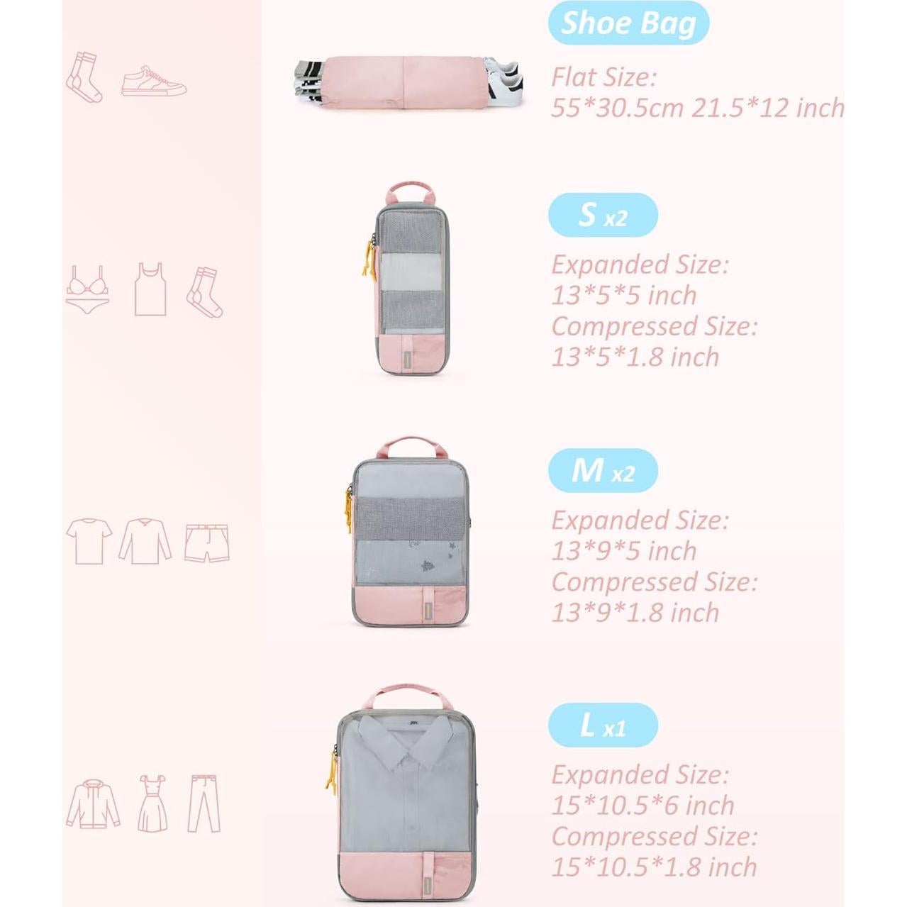 Cubos de Compresión BAGSMART Set de 6 para Viajes