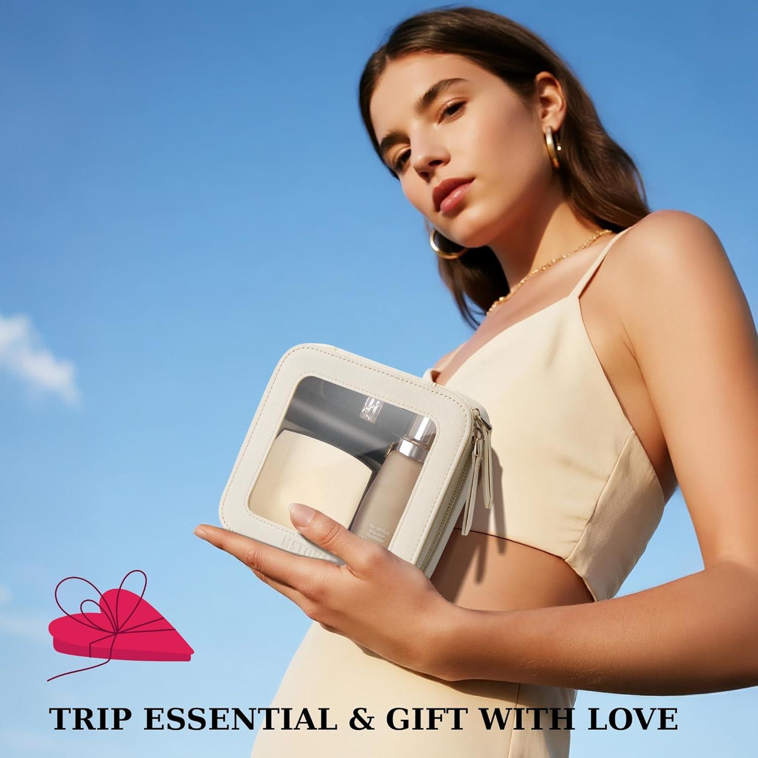 Bolsa de Maquillaje Transparente MSTONAL Mini Beige Impermeable