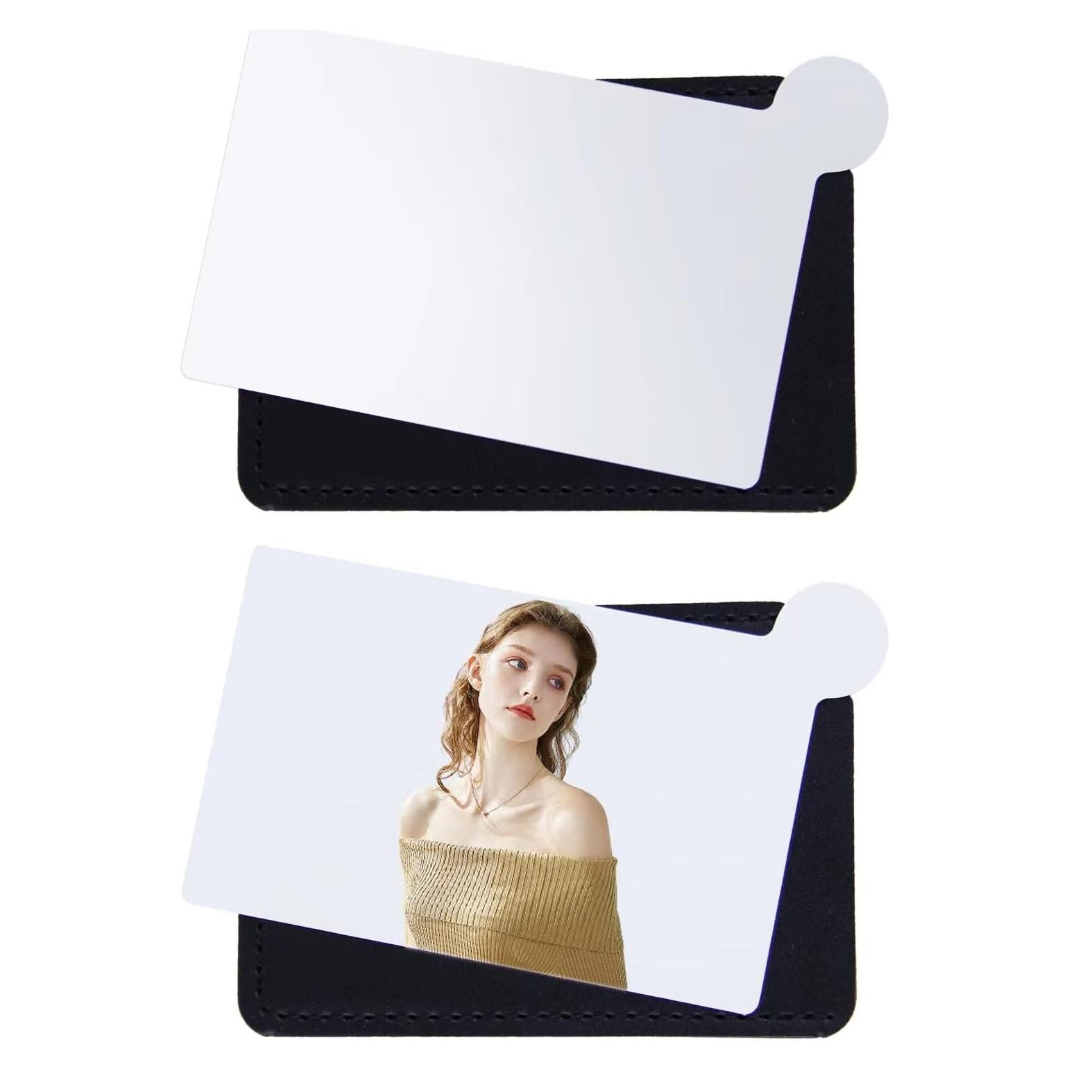 Espejo de Bolsillo Abvsdu 2 Pcs Acero Inoxidable Negro Compacto