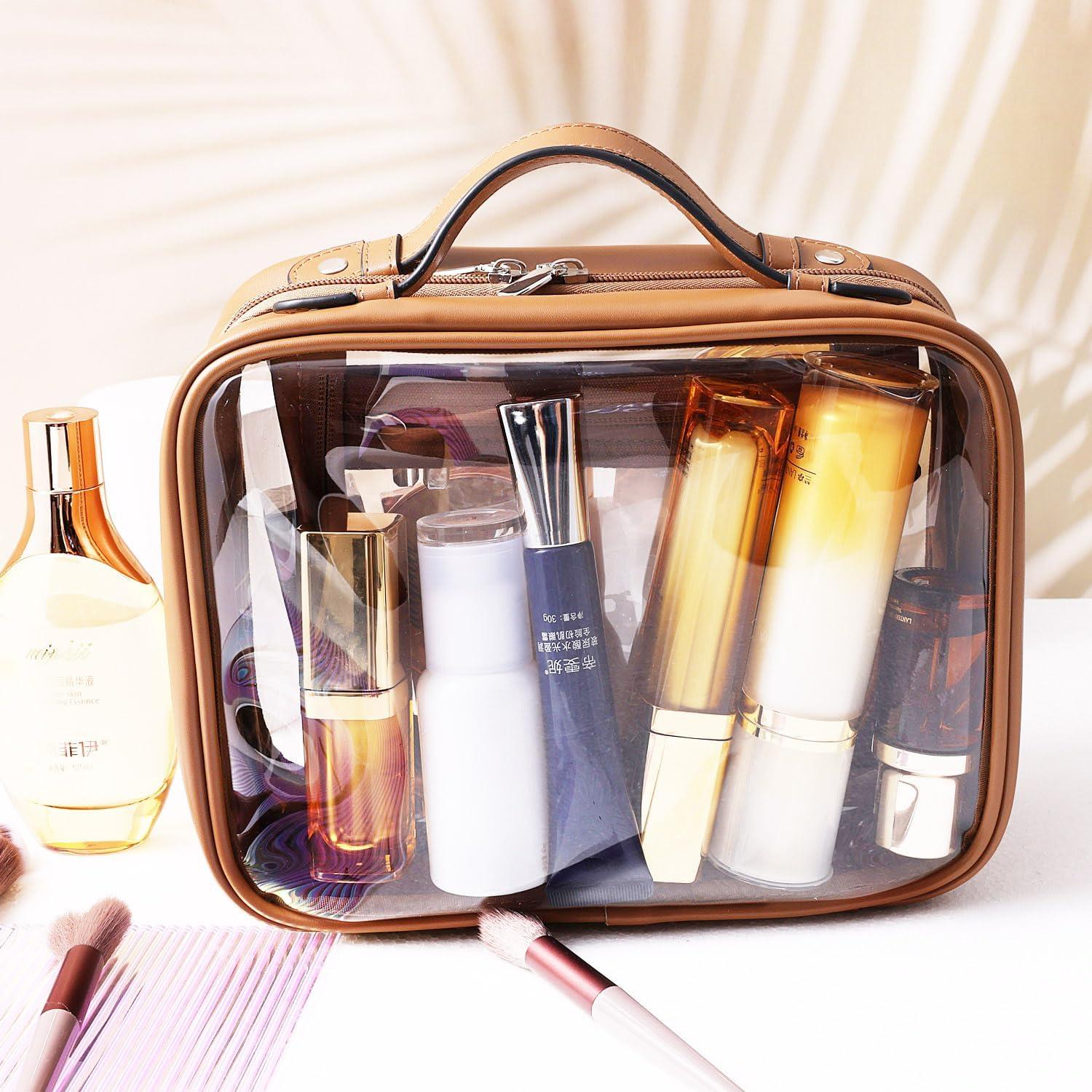 Estuche de Aseo de Viaje SANHECUN Mediano Marrón 25.4x11.4x19.1 cm