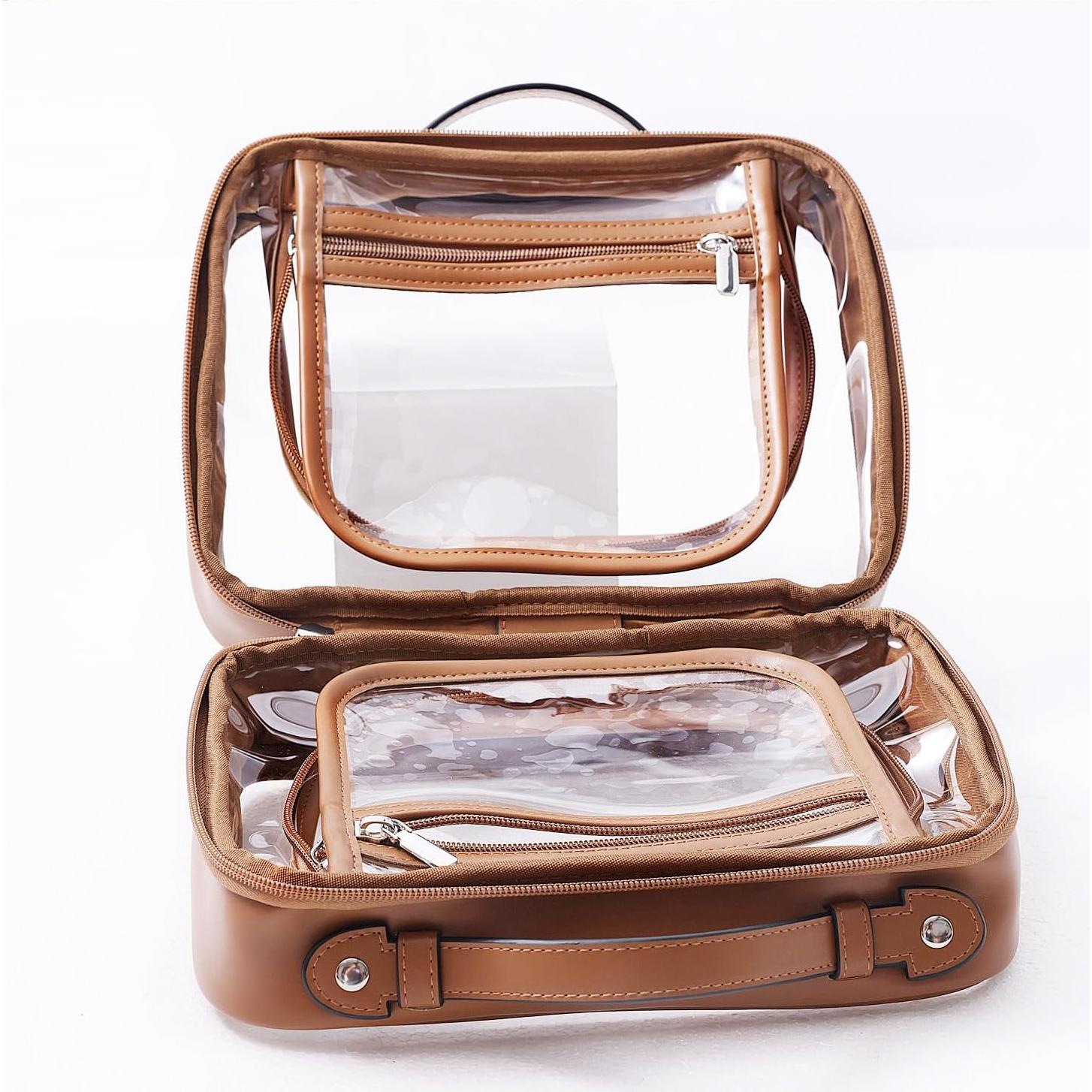 Estuche de Aseo de Viaje SANHECUN Mediano Marrón 25.4x11.4x19.1 cm