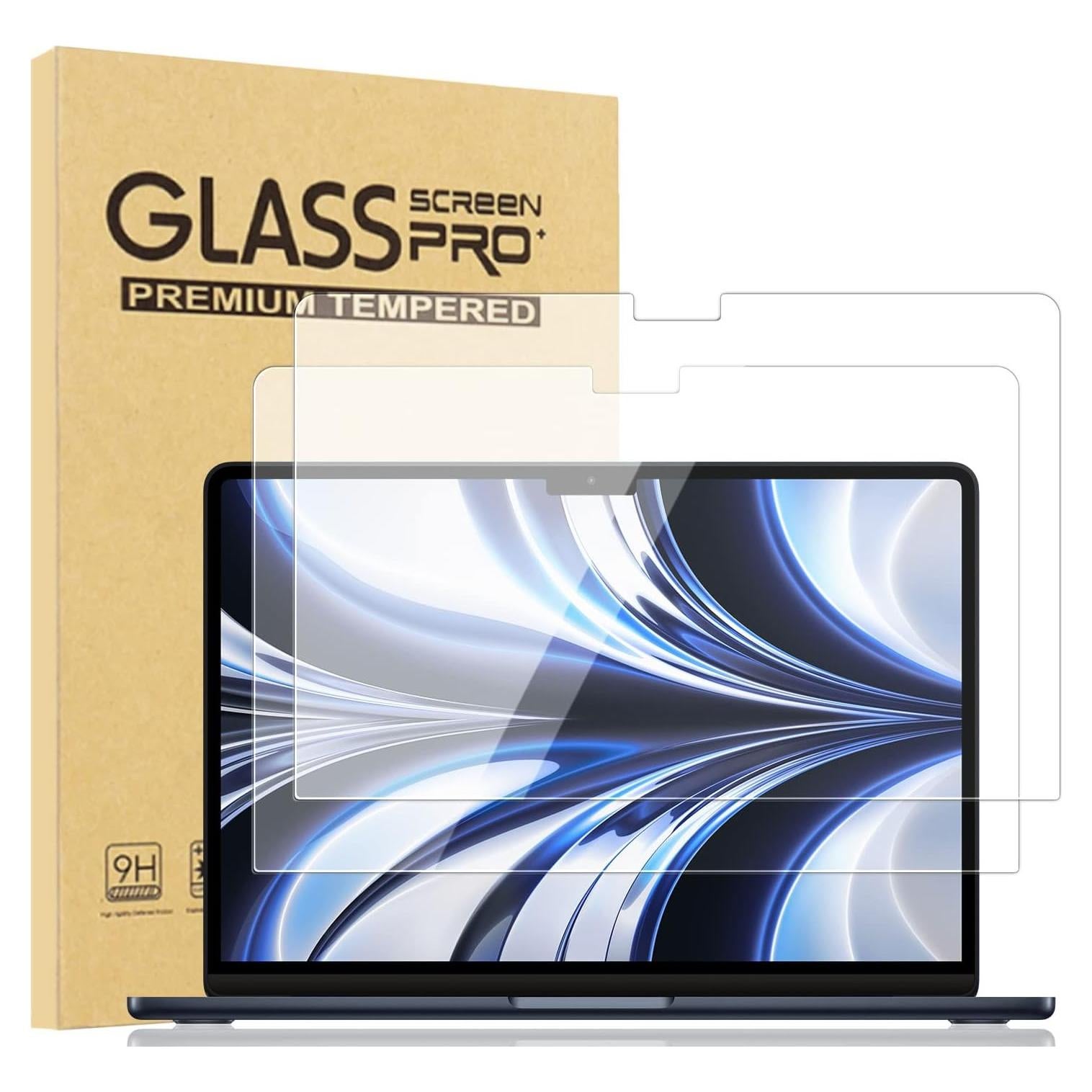 Protector de Pantalla Vidrio Templado AVAKOT para MacBook Air 13.6 M2 2022 - 2 Pack