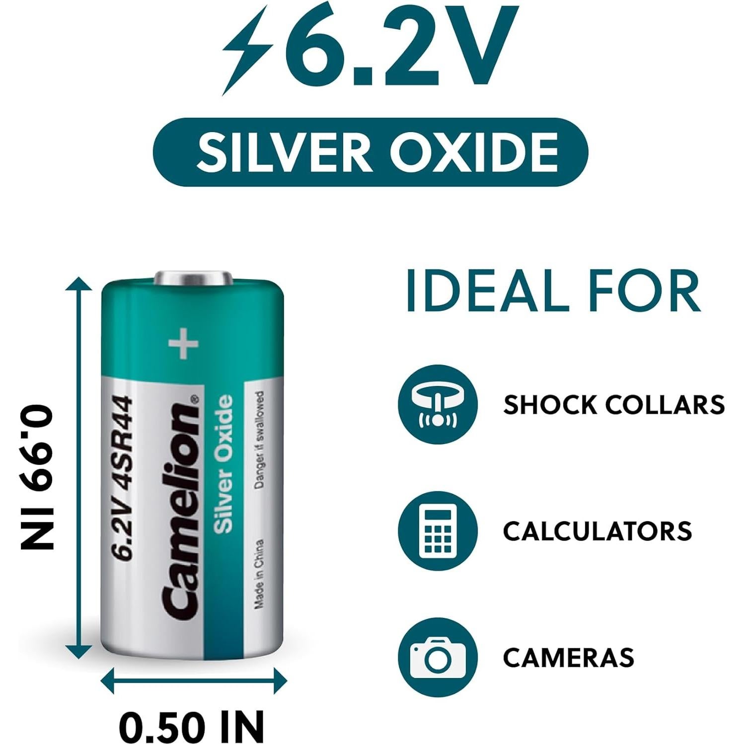 Baterías de Óxido de Plata Camelion 4SR44 6V Paquete de 5