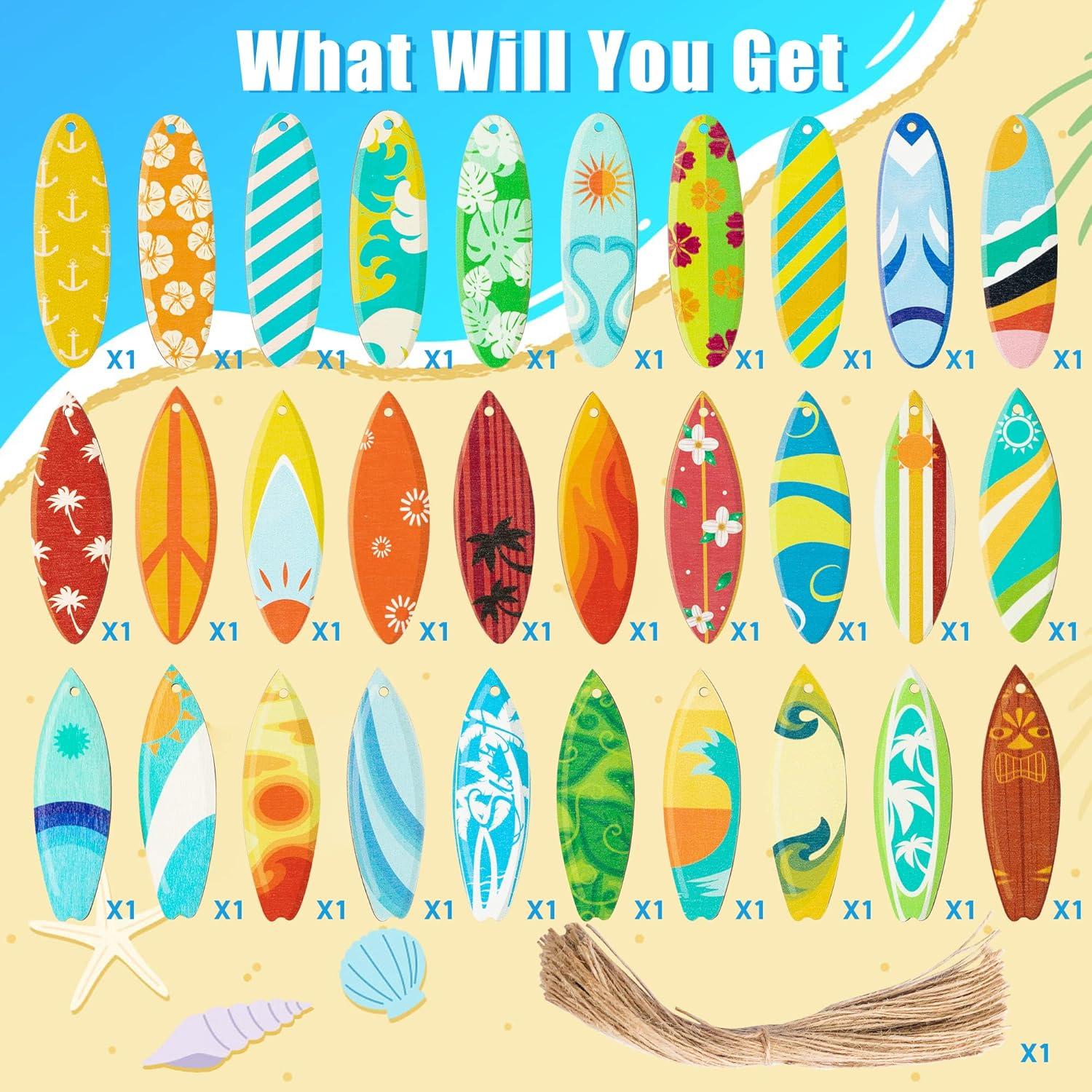 Adornos de Madera Colgantes Haooryx - 31 Piezas de Surf