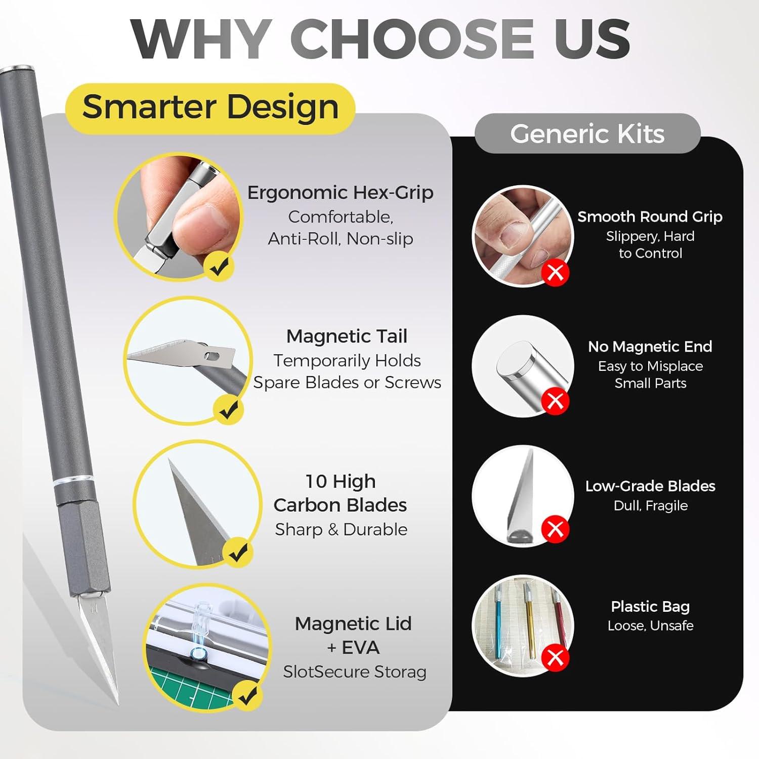 Juego de Cuchillos de Precisión Ahviesli, 12 Piezas con Estuche