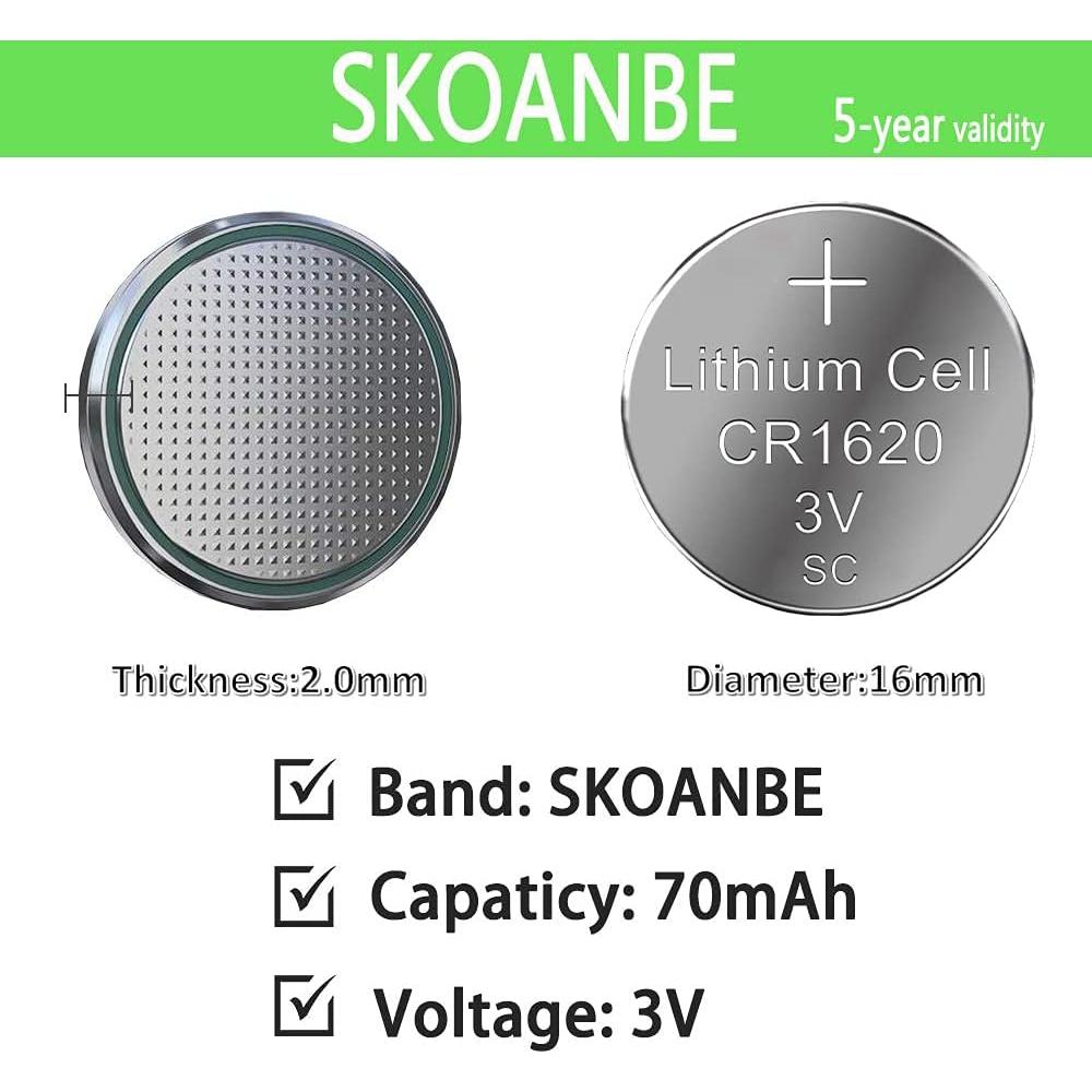 Paquete de 12 Baterías de Litio CR1620 3V SKOANBE