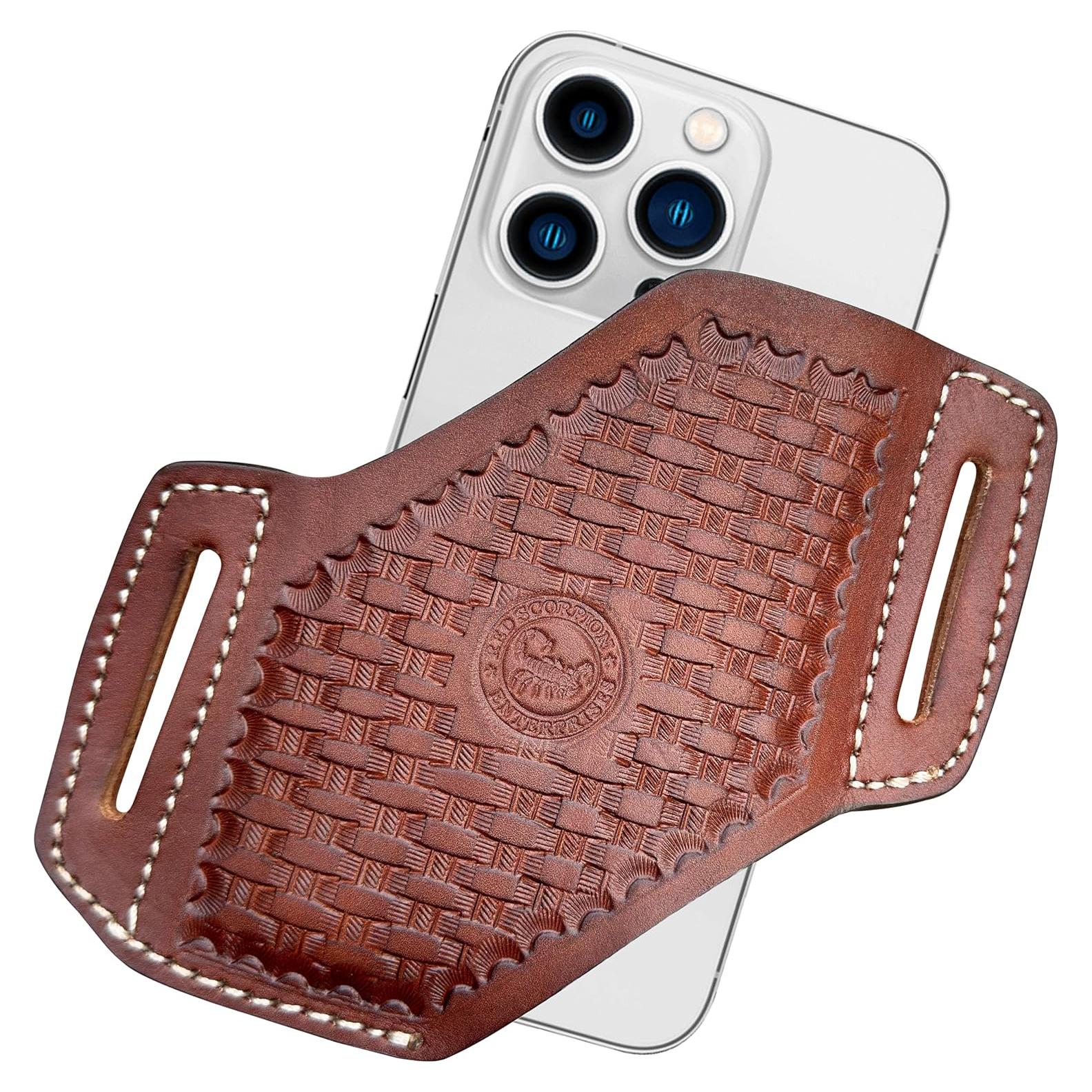 Funda de Teléfono de Cuero Genuino Red Scorpion - Universal