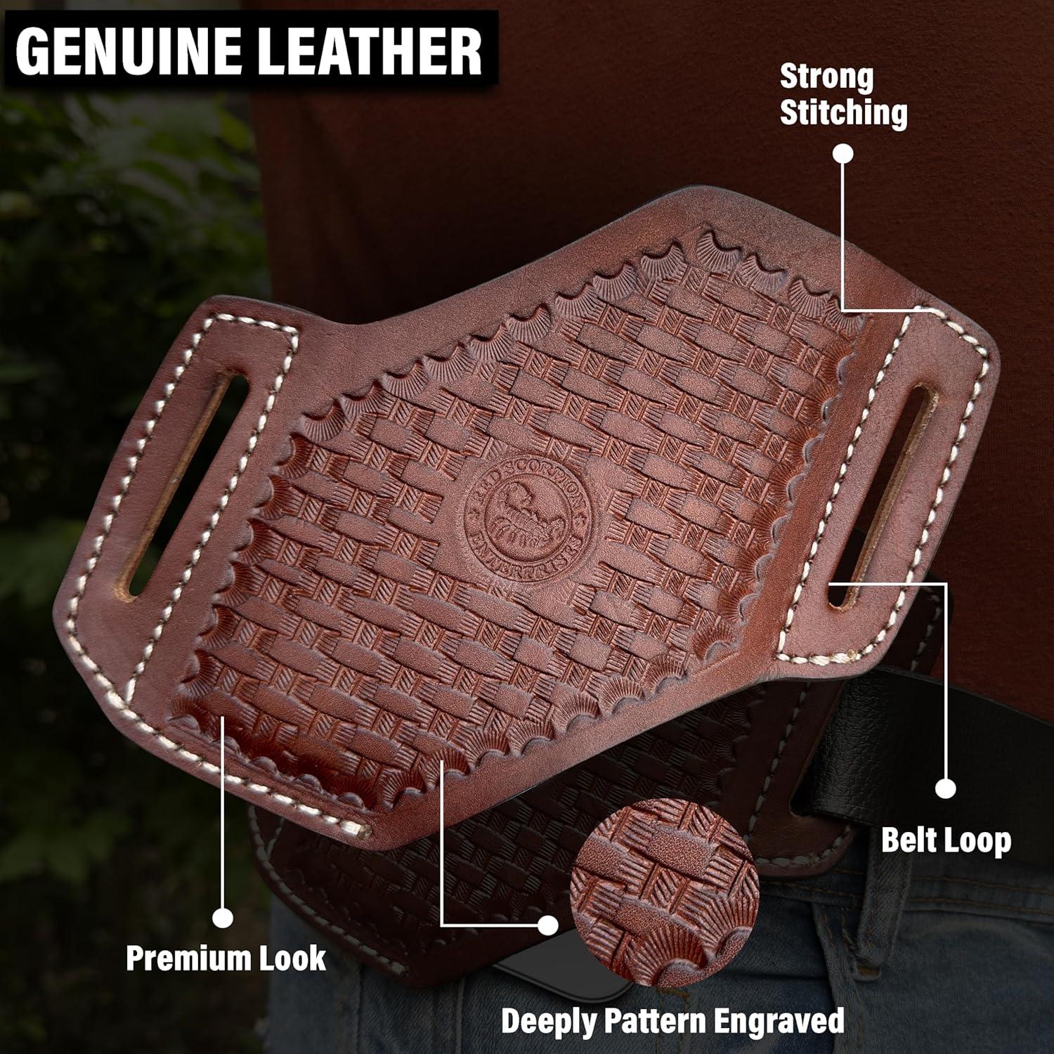 Funda de Teléfono de Cuero Genuino Red Scorpion - Universal