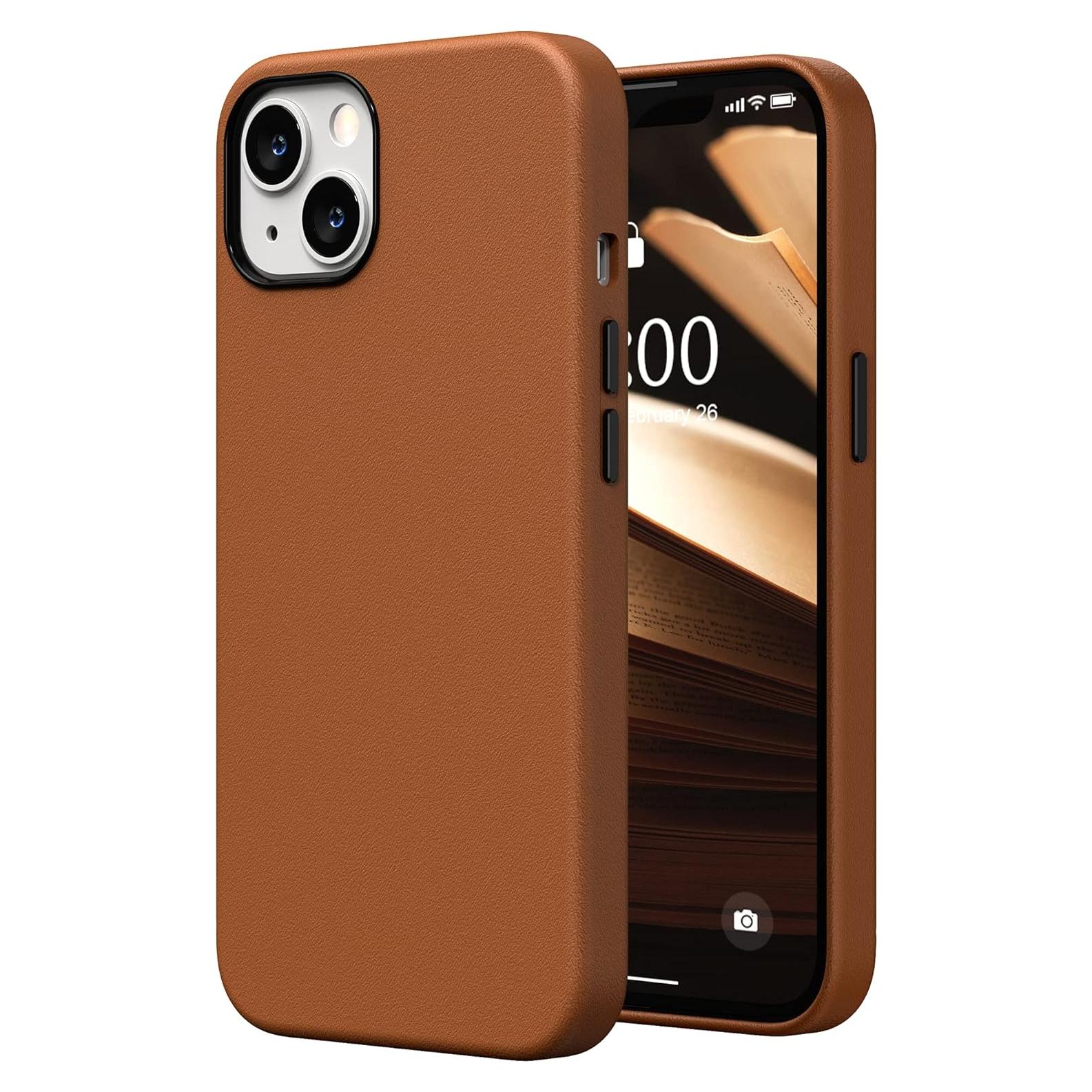 Funda de cuero sintético SURPHY para iPhone 13 - Marrón