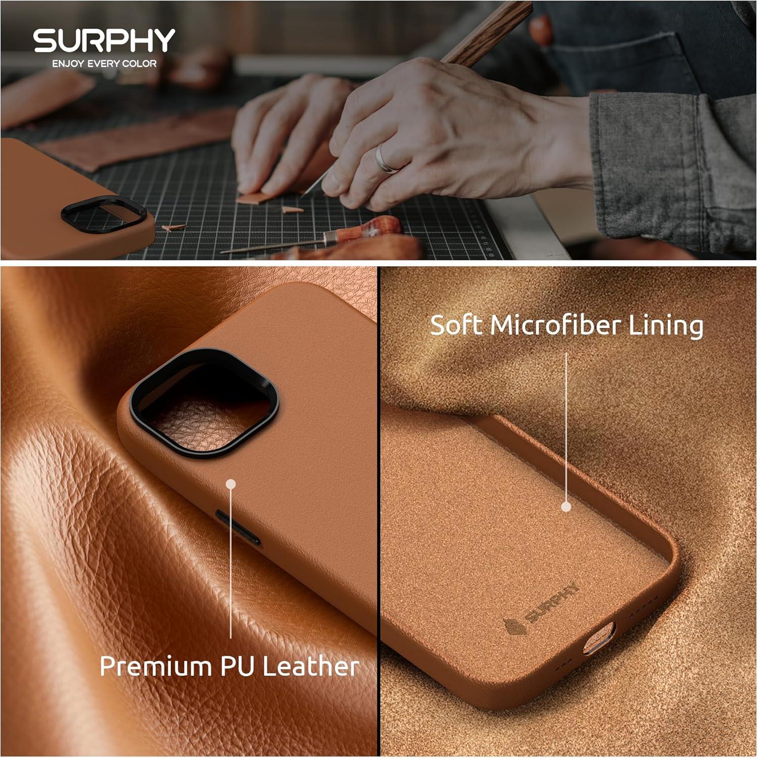 Funda de cuero sintético SURPHY para iPhone 13 - Marrón