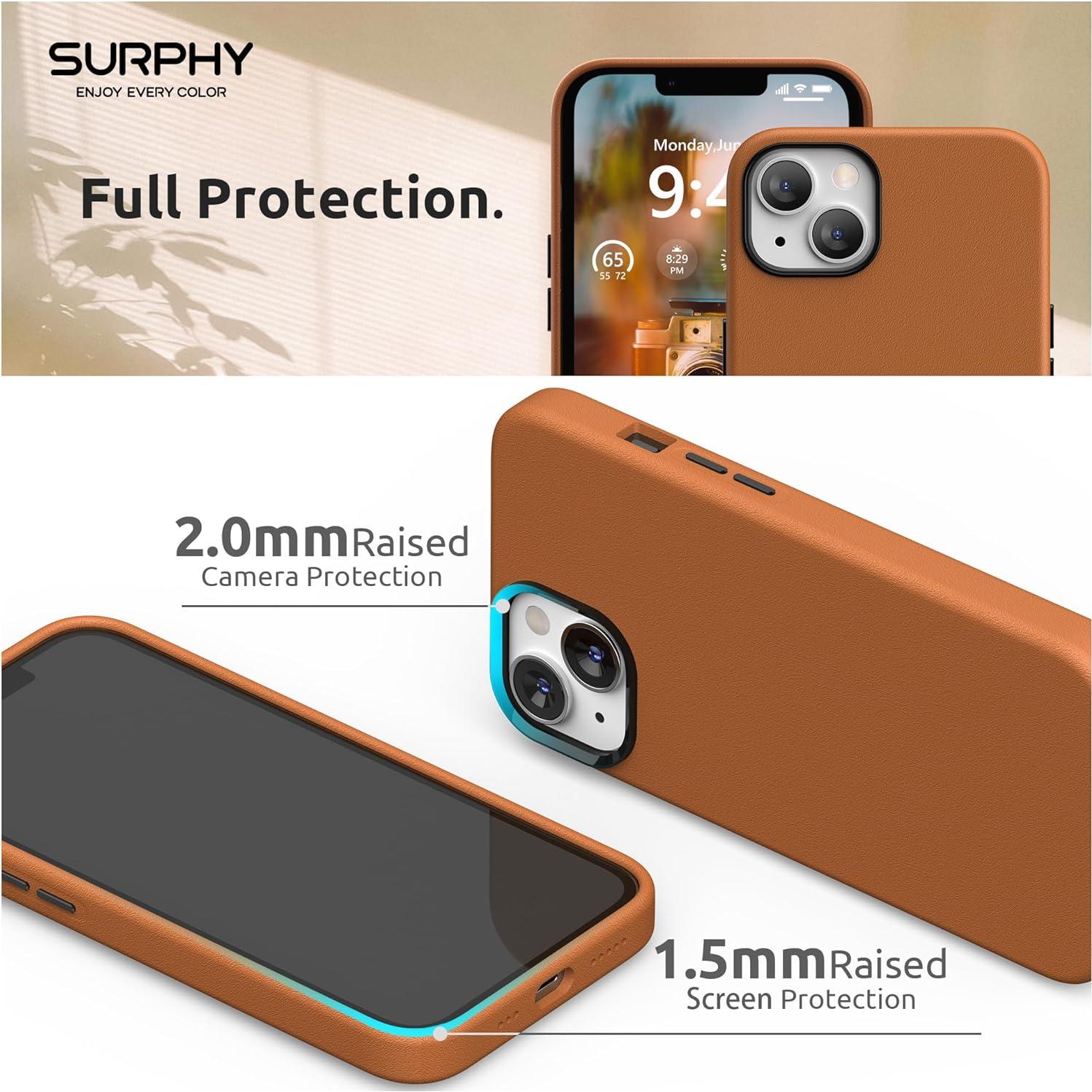Funda de cuero sintético SURPHY para iPhone 13 - Marrón