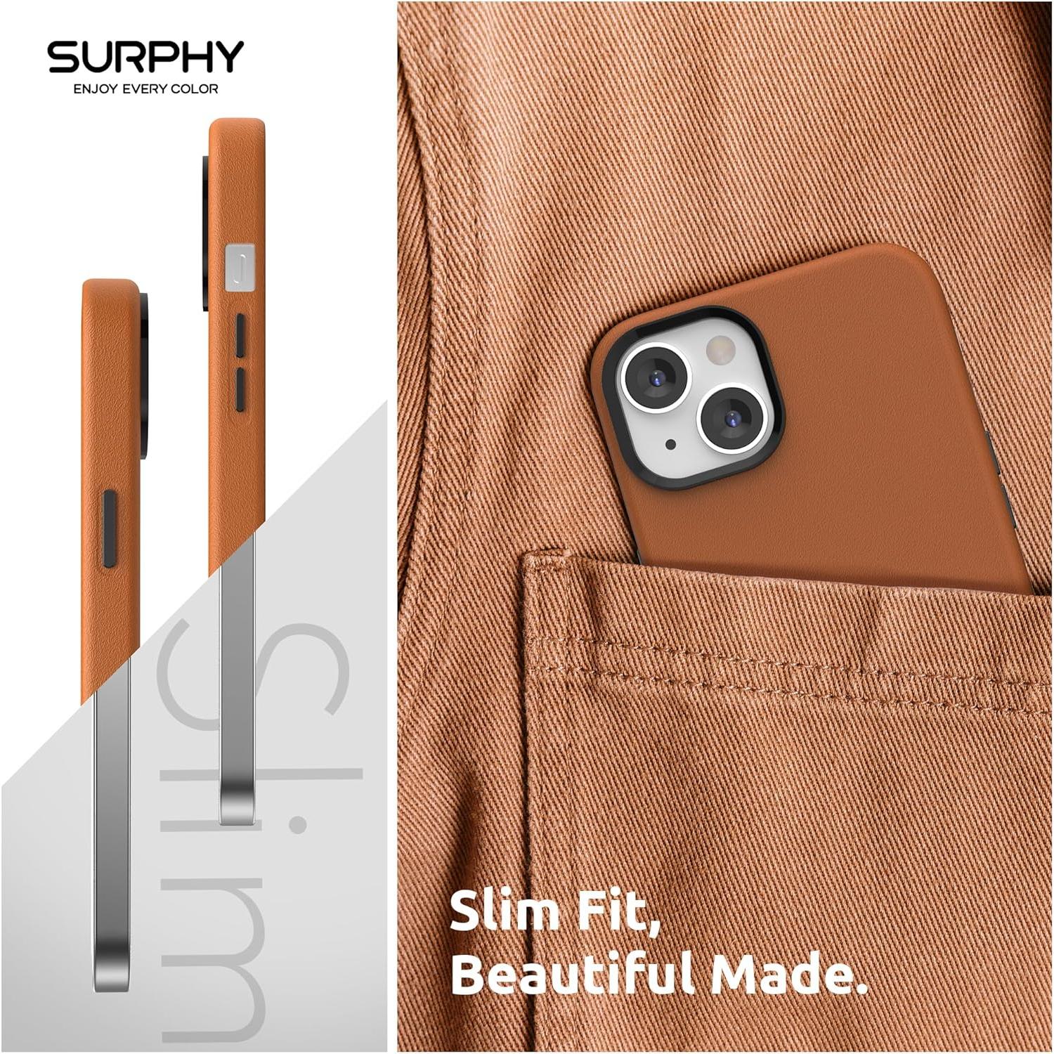 Funda de cuero sintético SURPHY para iPhone 13 - Marrón