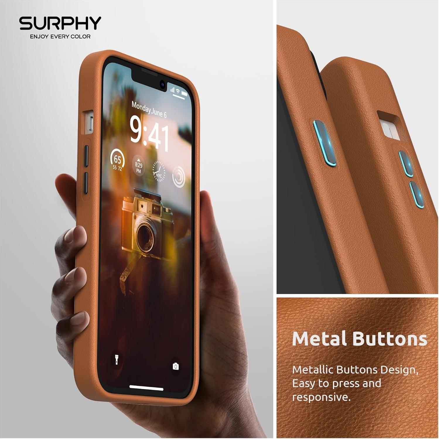 Funda de cuero sintético SURPHY para iPhone 13 - Marrón