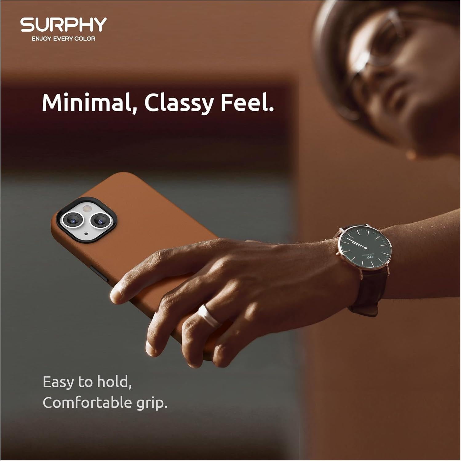 Funda de cuero sintético SURPHY para iPhone 13 - Marrón