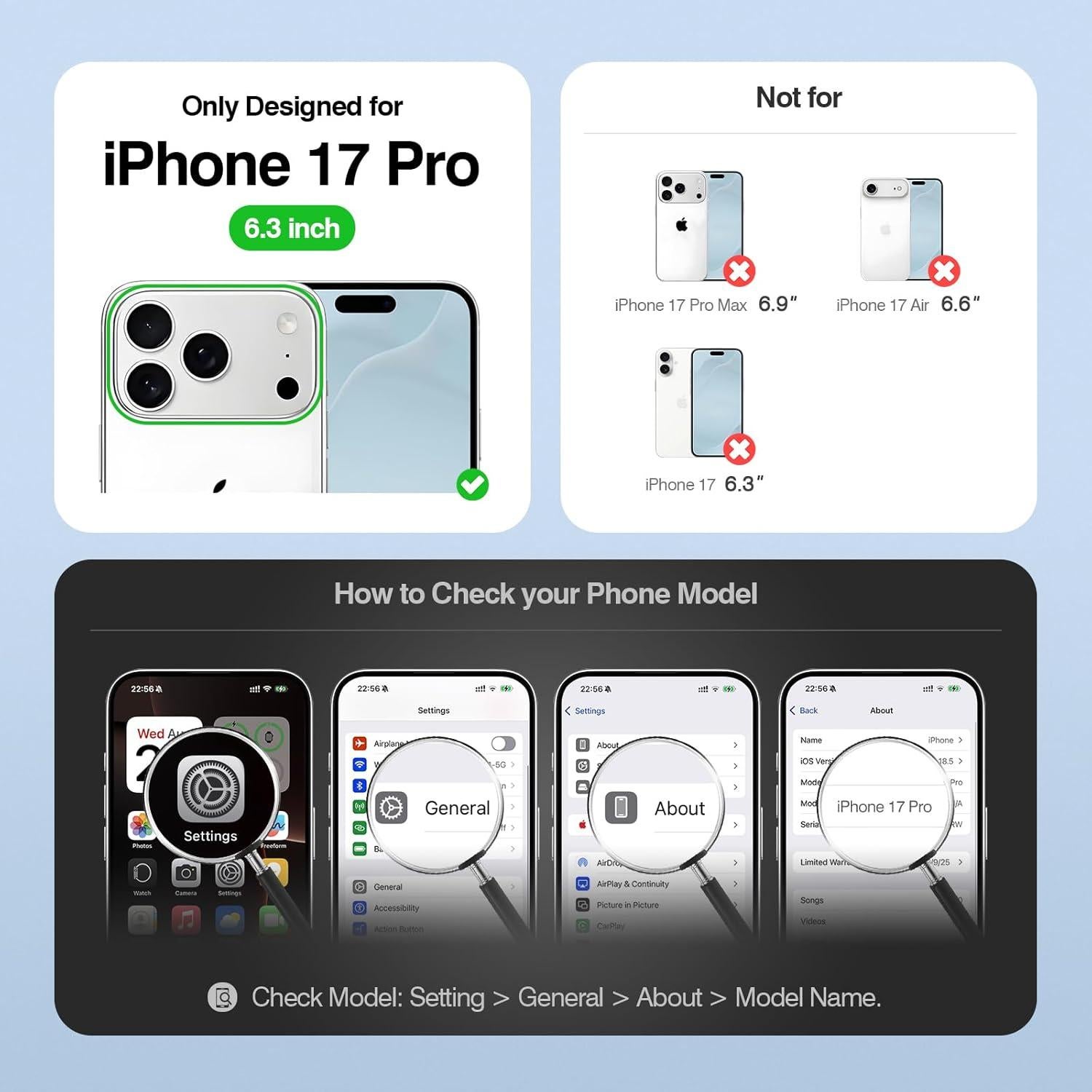 Funda de Cartera Antsturdy para iPhone 17 Pro - Cuero PU Negro