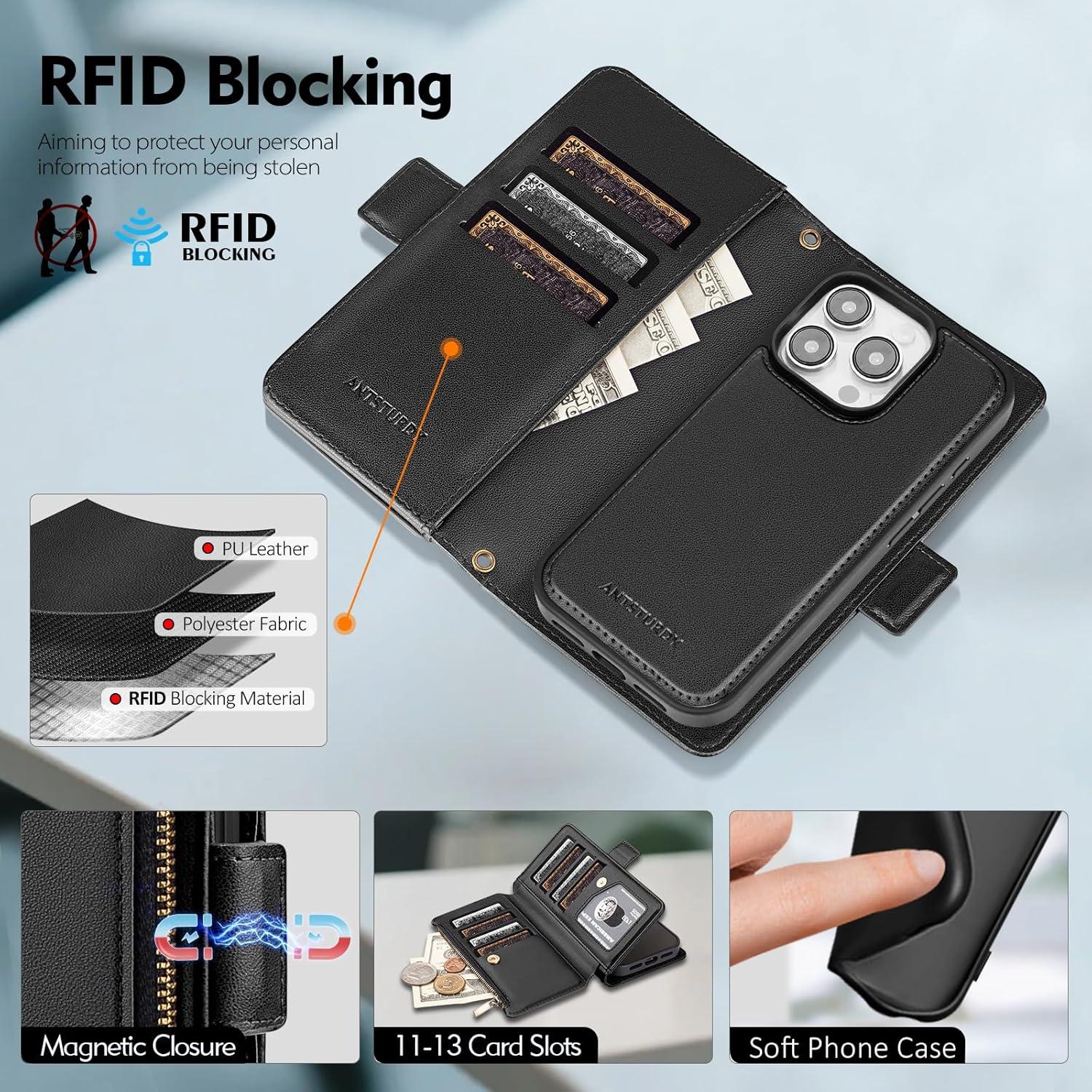 Funda Magnética 2 en 1 Antsturdy para iPhone 14 Pro Negro