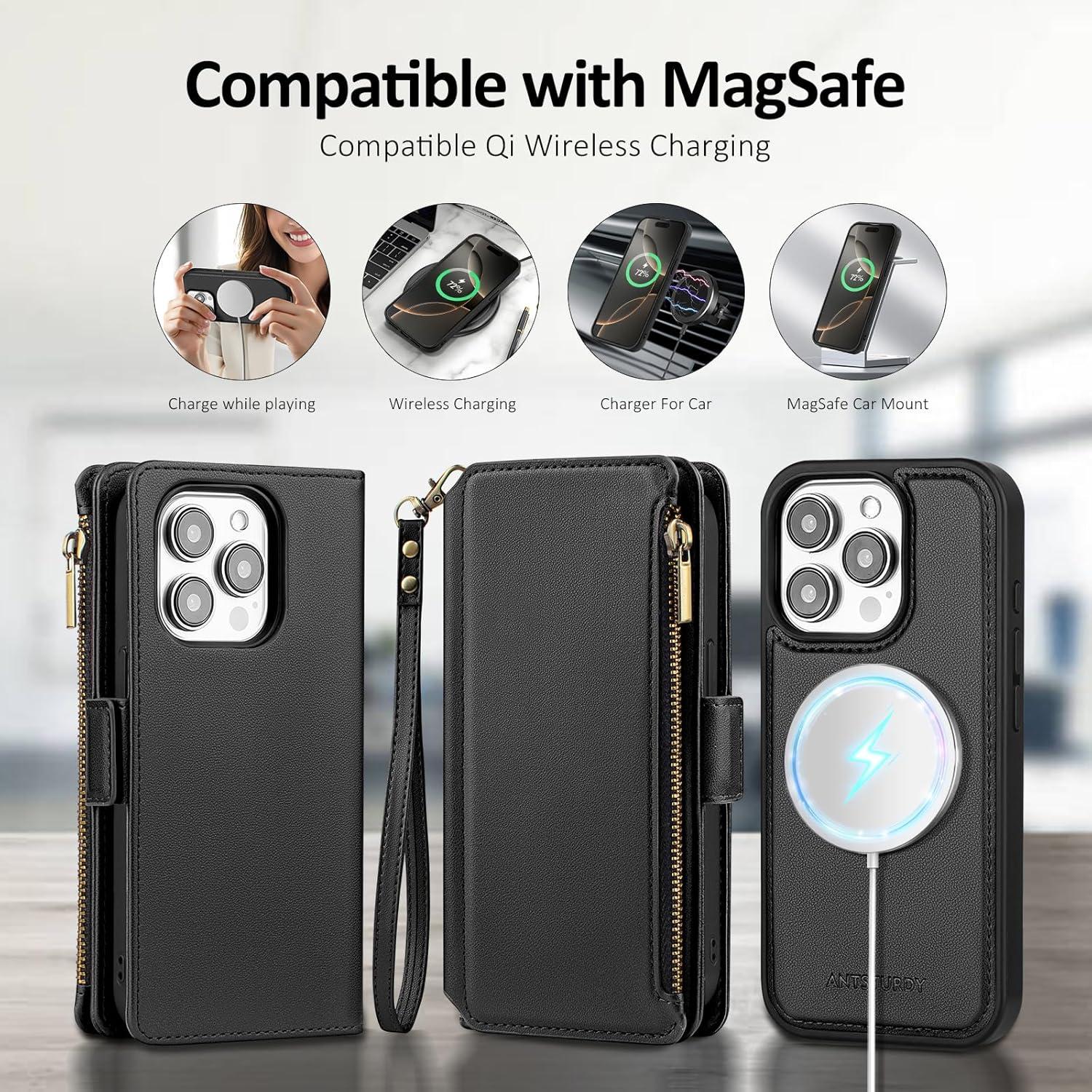 Funda Magnética 2 en 1 Antsturdy para iPhone 14 Pro Negro