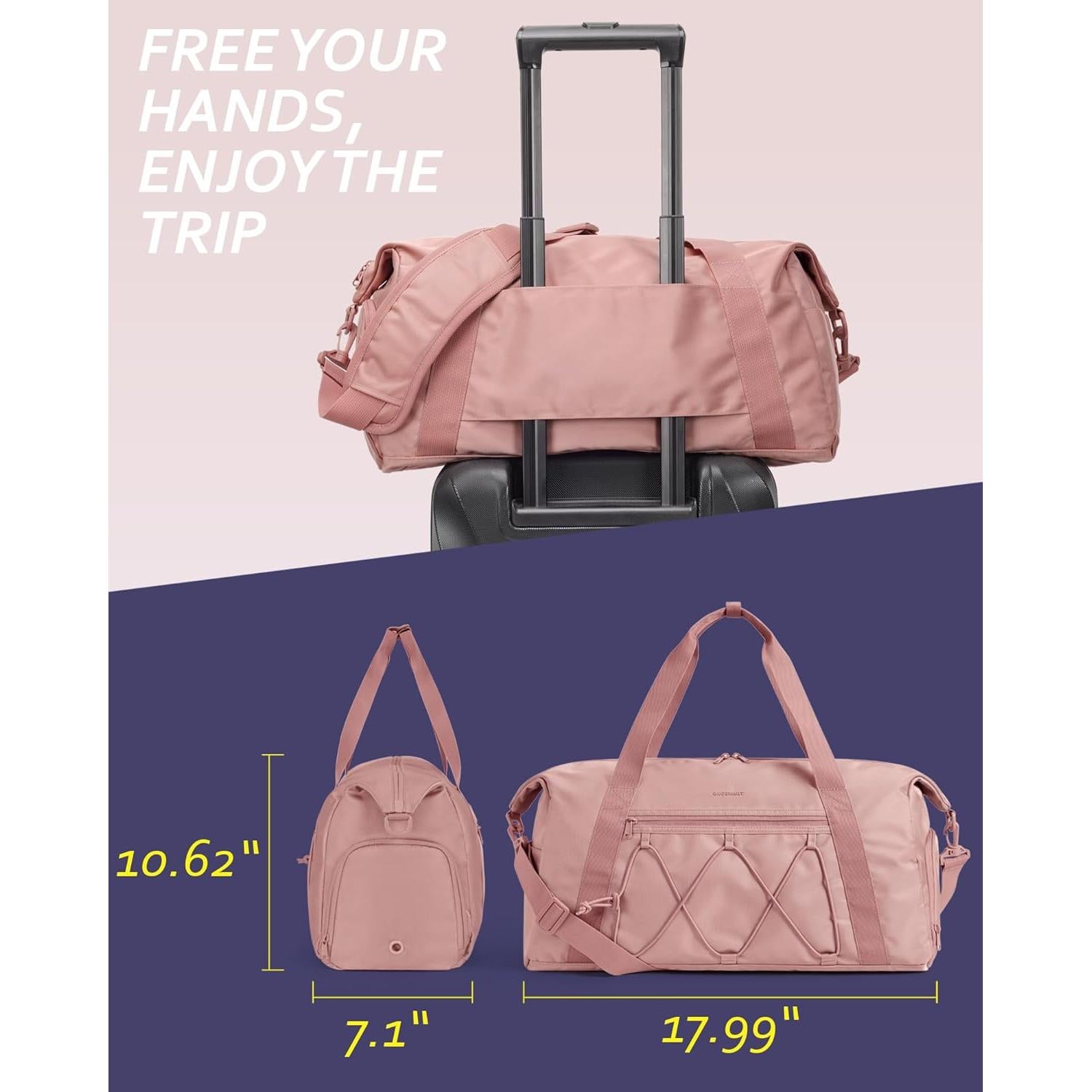 Small Gym Bag With Shoe Compartment & Wet Pocket, Lightweight Sports Travel Duffel, Carry On Weekender Overnight, Water Resistant Sports Gym Tote for Swimming Yoga, Black