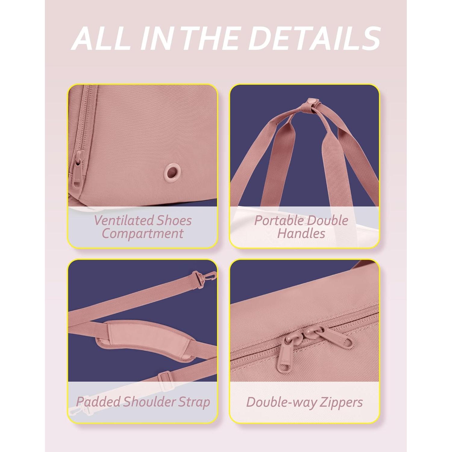 Small Gym Bag With Shoe Compartment & Wet Pocket, Lightweight Sports Travel Duffel, Carry On Weekender Overnight, Water Resistant Sports Gym Tote for Swimming Yoga, Black