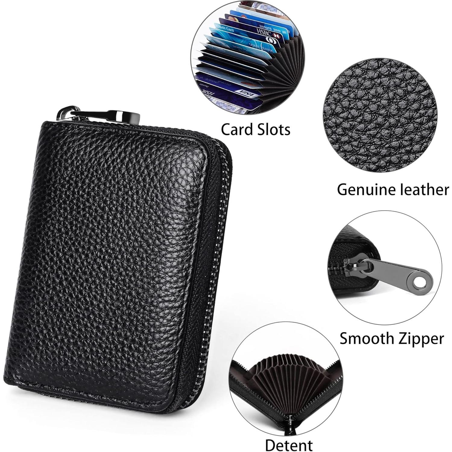 Cartera de Cuero Genuino Badiya para Tarjetas con Bloqueo RFID