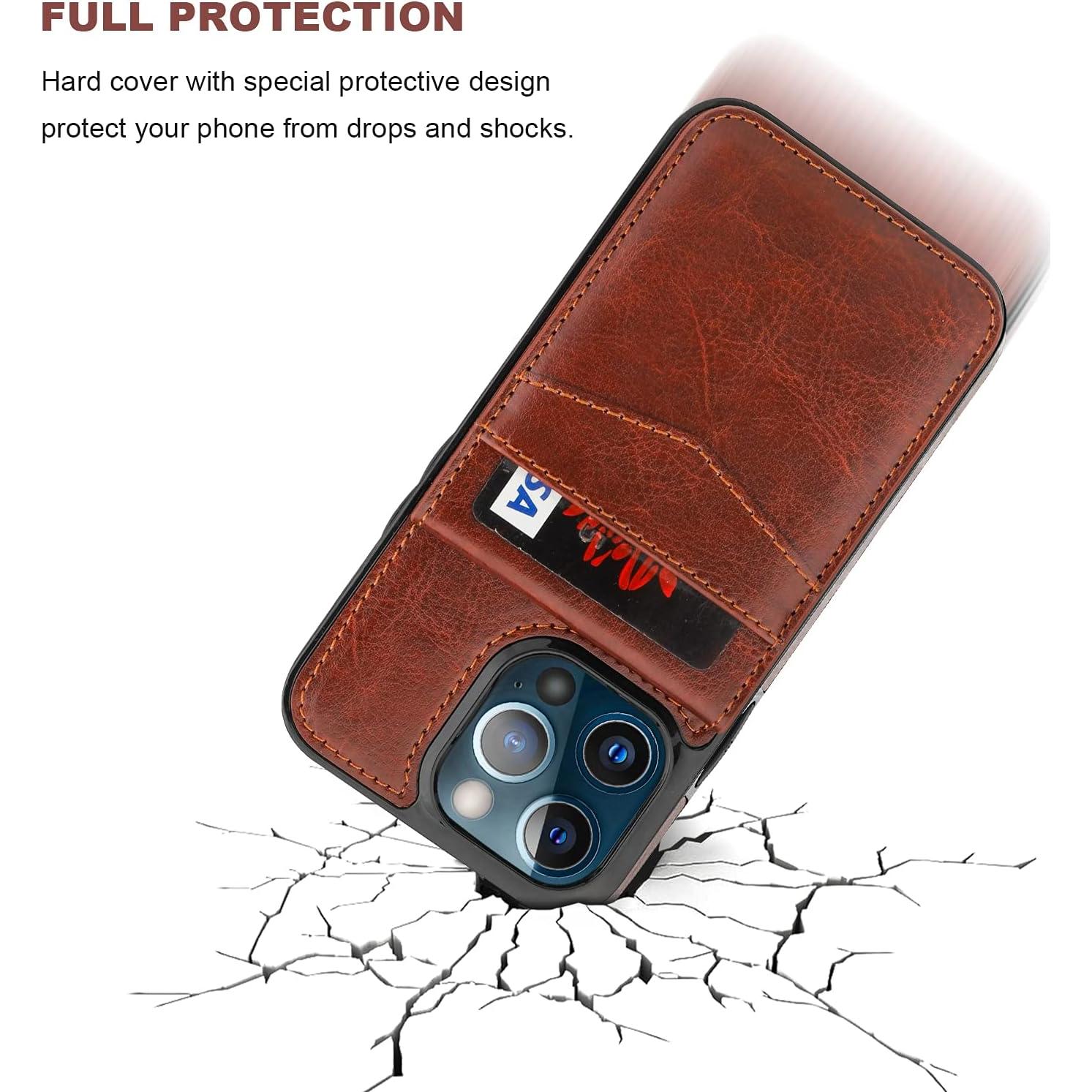 Funda Cartera KIHUWEY para iPhone 13 Pro 6.1" Cuero Marrón