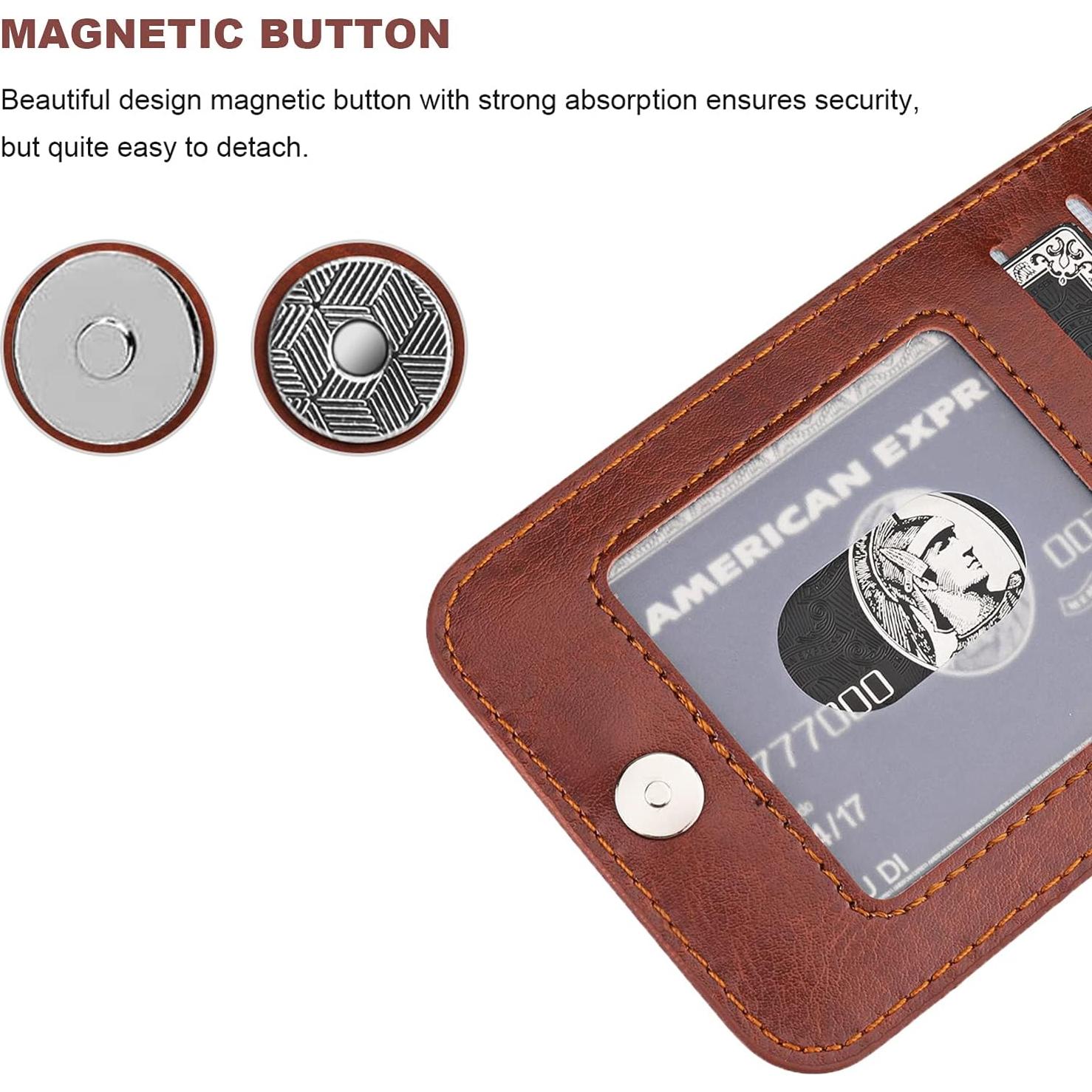 Funda Cartera KIHUWEY para iPhone 13 Pro 6.1" Cuero Marrón