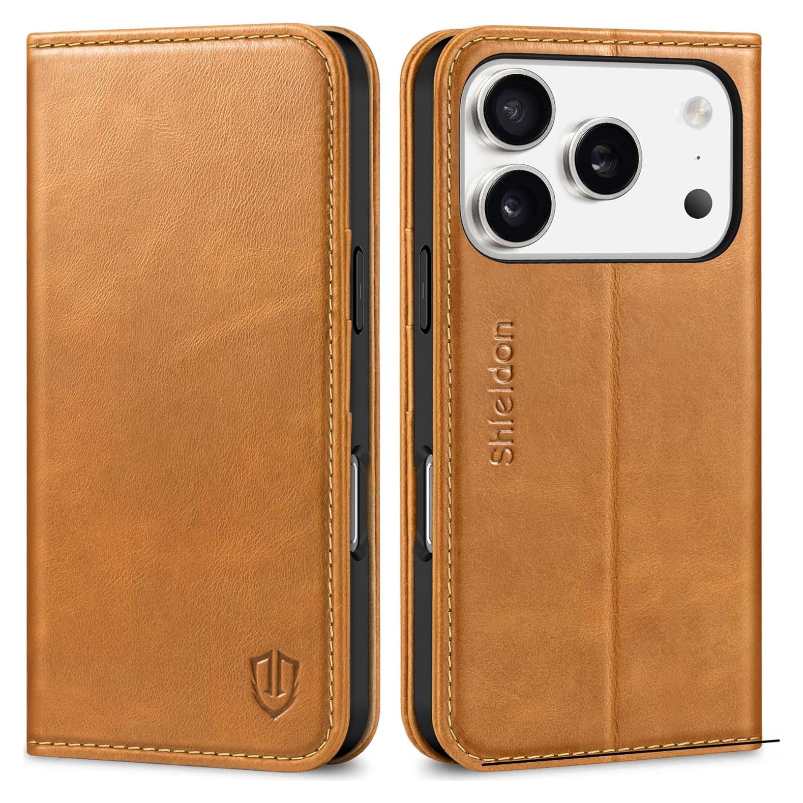 Funda Cartera SHIELDON para iPhone 17 Pro 6.3" Cuero Genuino