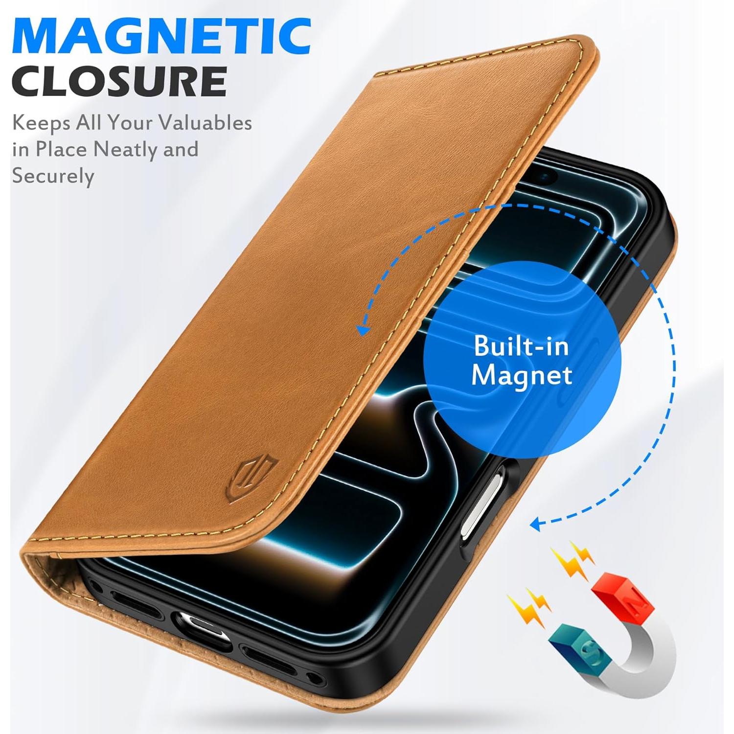 Funda Cartera SHIELDON para iPhone 17 Pro 6.3" Cuero Genuino