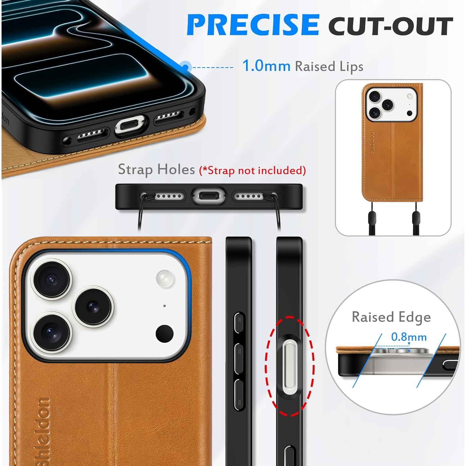 Funda Cartera SHIELDON para iPhone 17 Pro 6.3" Cuero Genuino
