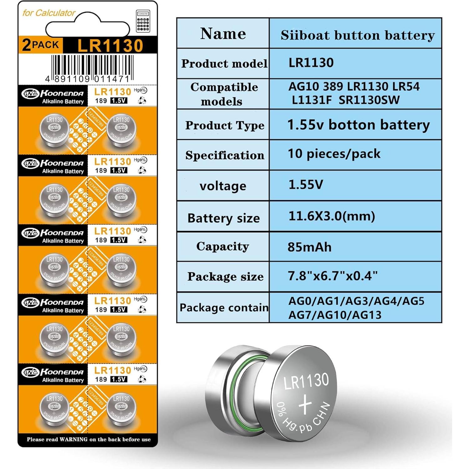 Baterías de Botón 80PCS Alcalinas 1.5V Siiboat AG0-AG13