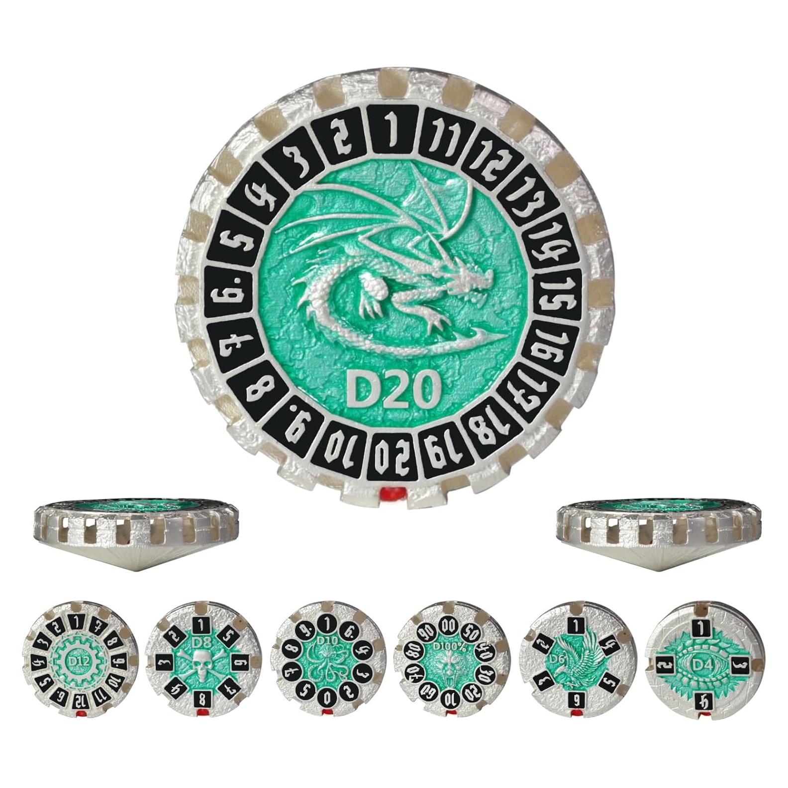 Juego de Dados DND ZERMAL 7 Dados de Metal Giratorios