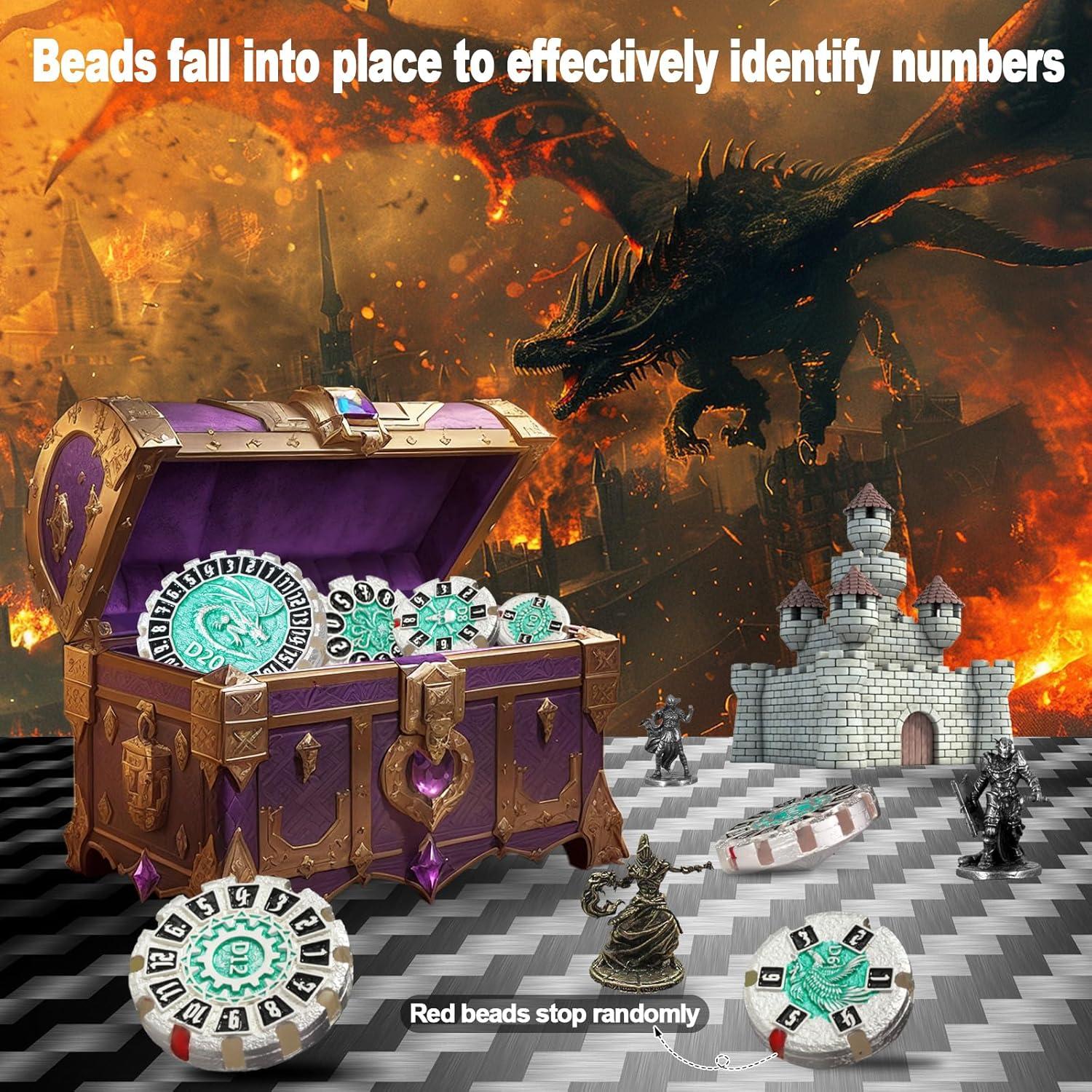 Juego de Dados DND ZERMAL 7 Dados de Metal Giratorios