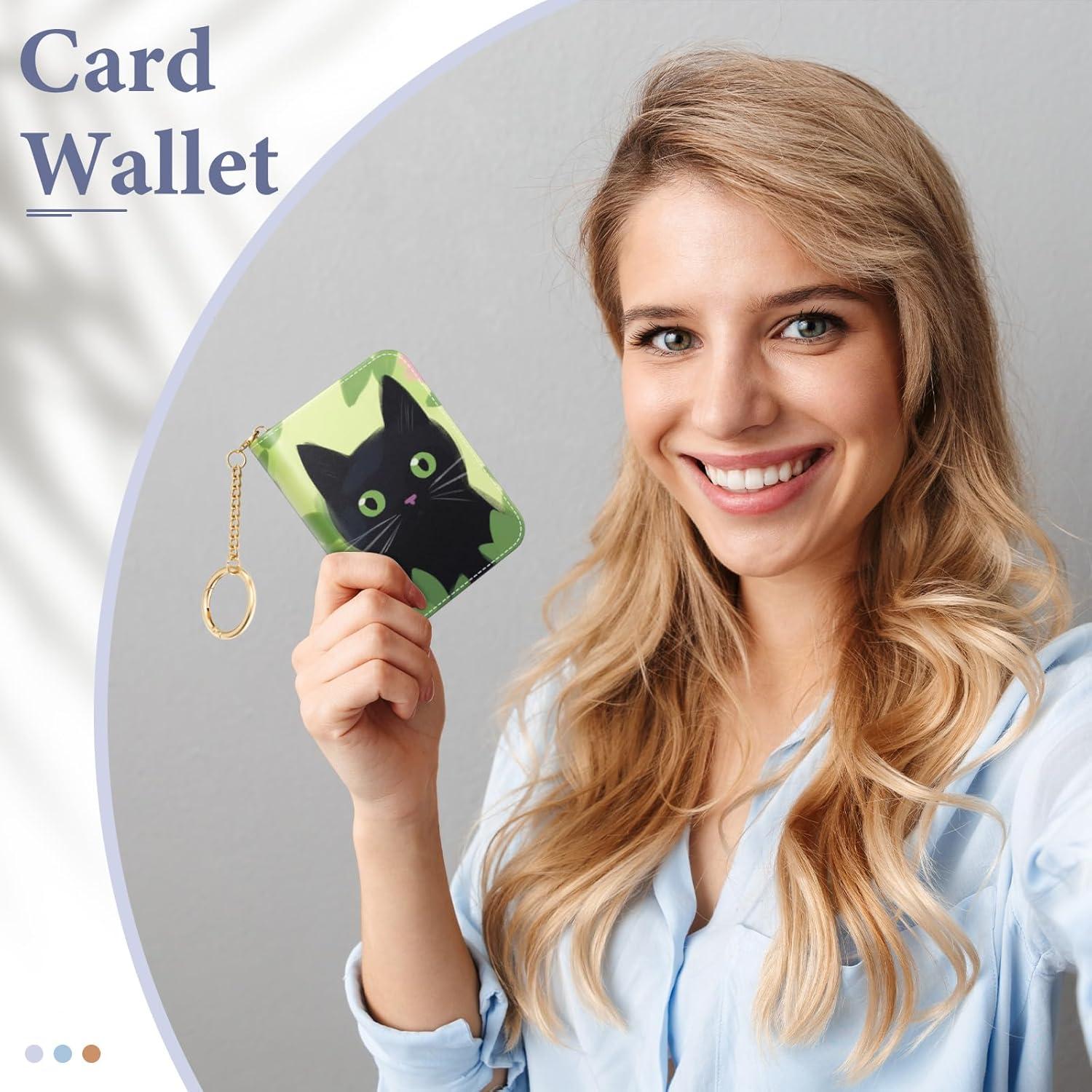 Tarjetero RFID ZAXMEY Gato Negro Cuero Compacto 12 Ranuras