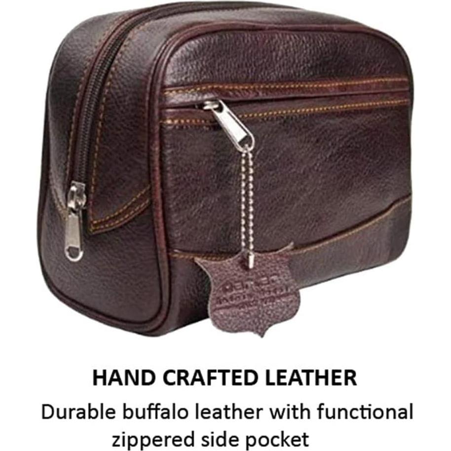 Bolsa de Aseo de Cuero Parker - Kit Dopp Impermeable 20x12x10 cm