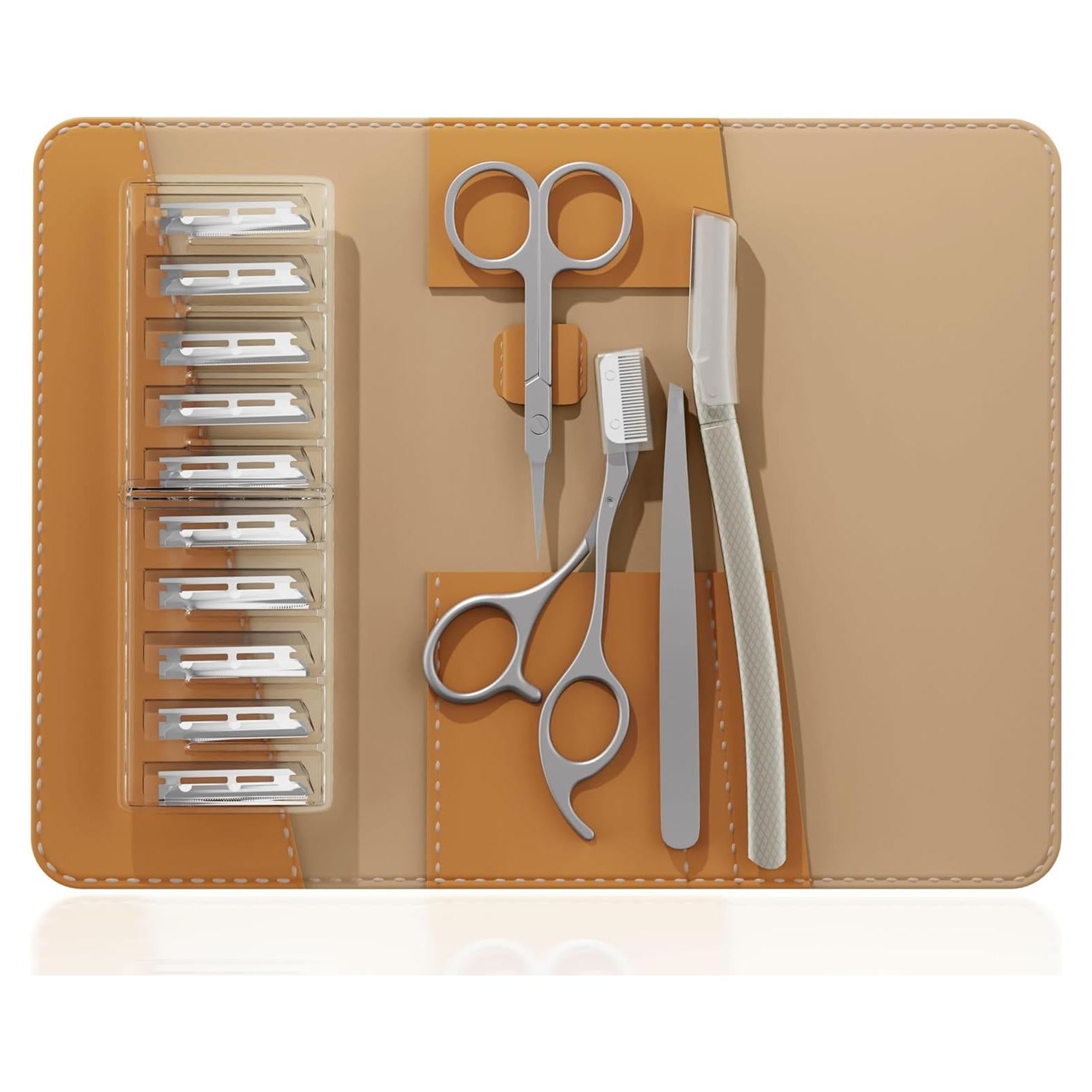 Kit de Cuidado de Cejas 4 en 1 OFIDUS - Pinzas, Tijeras, Afeitadora