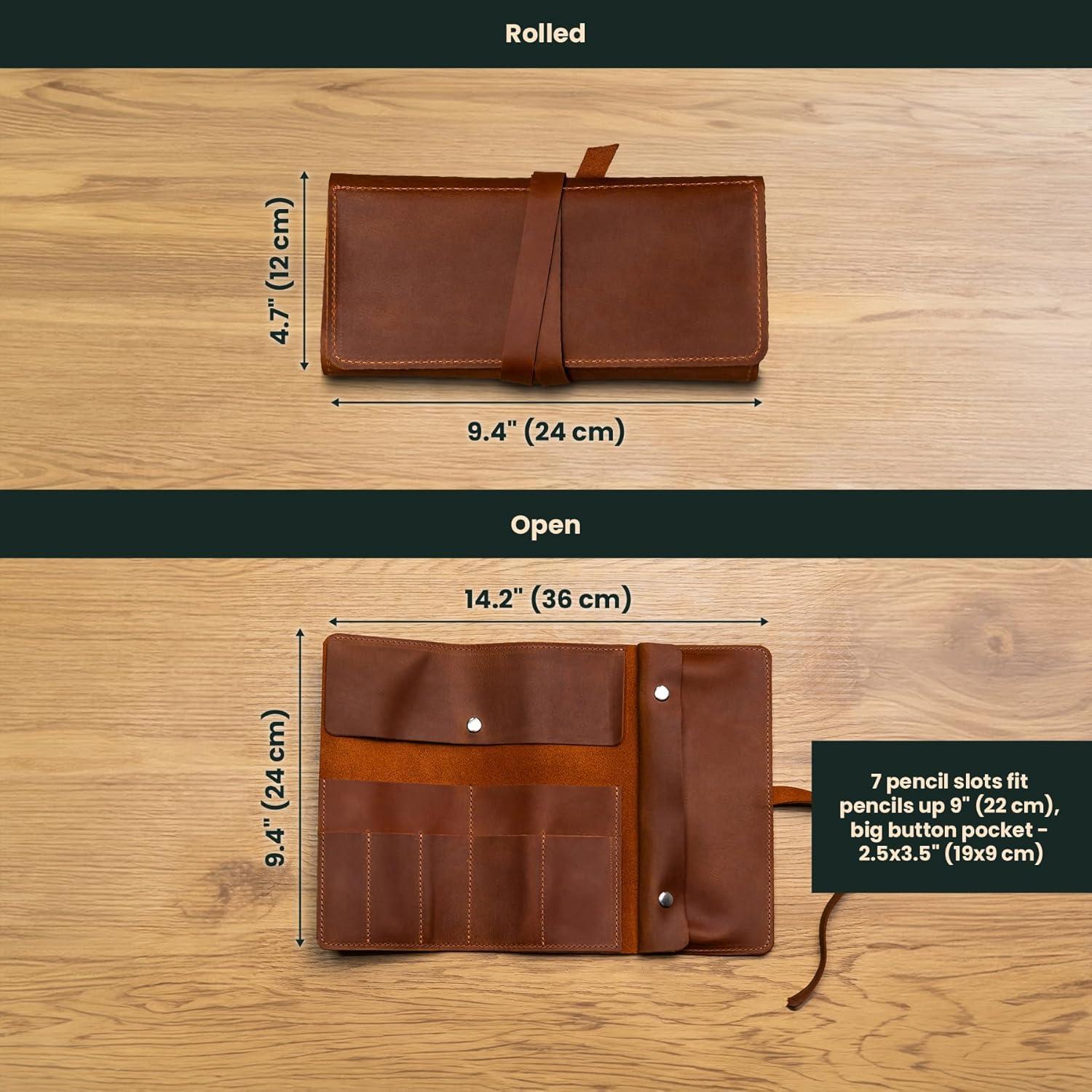 Estuche de Lápices de Cuero OMUBO Modelo#1 Marrón 36x24 cm