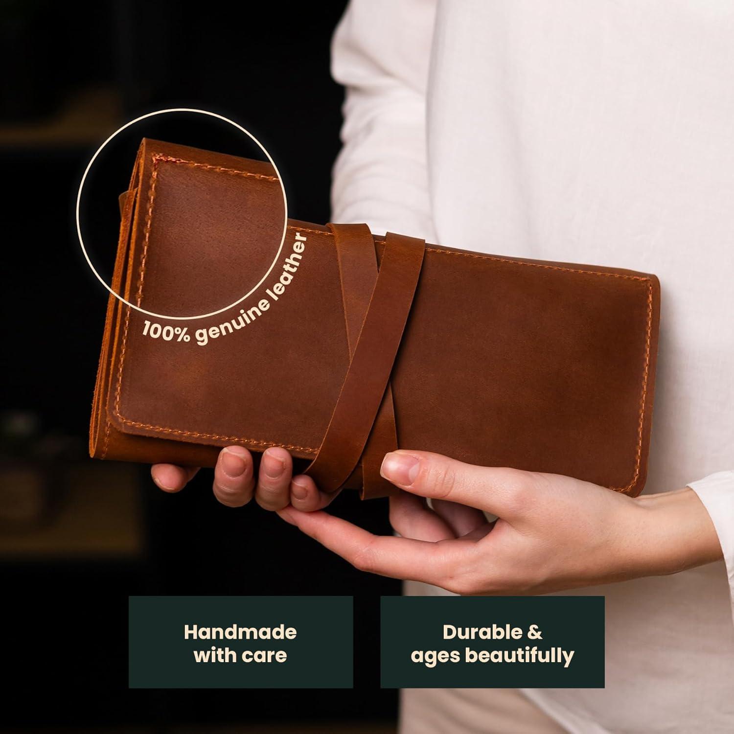 Estuche de Lápices de Cuero OMUBO Modelo#1 Marrón 36x24 cm