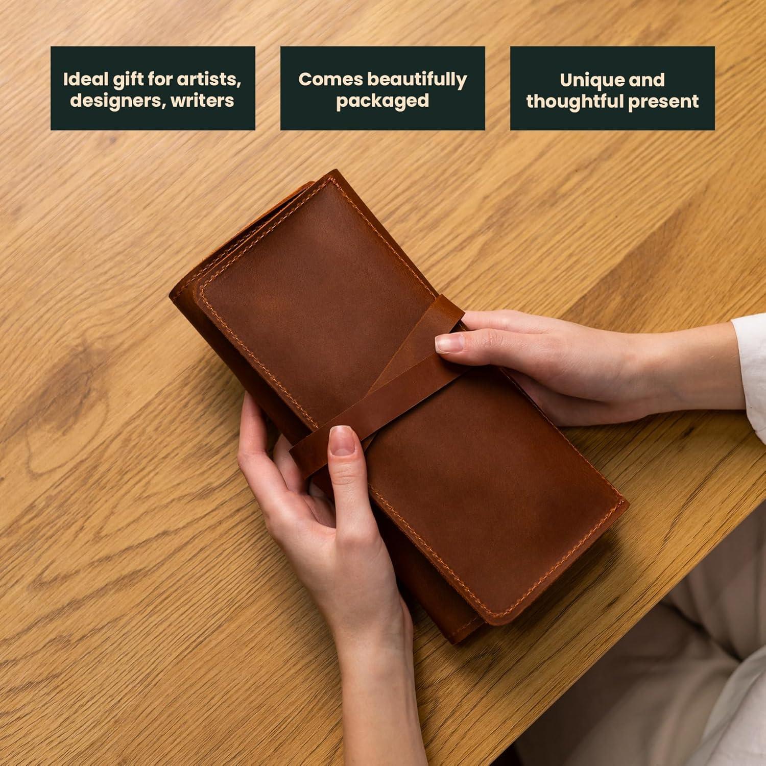 Estuche de Lápices de Cuero OMUBO Modelo#1 Marrón 36x24 cm