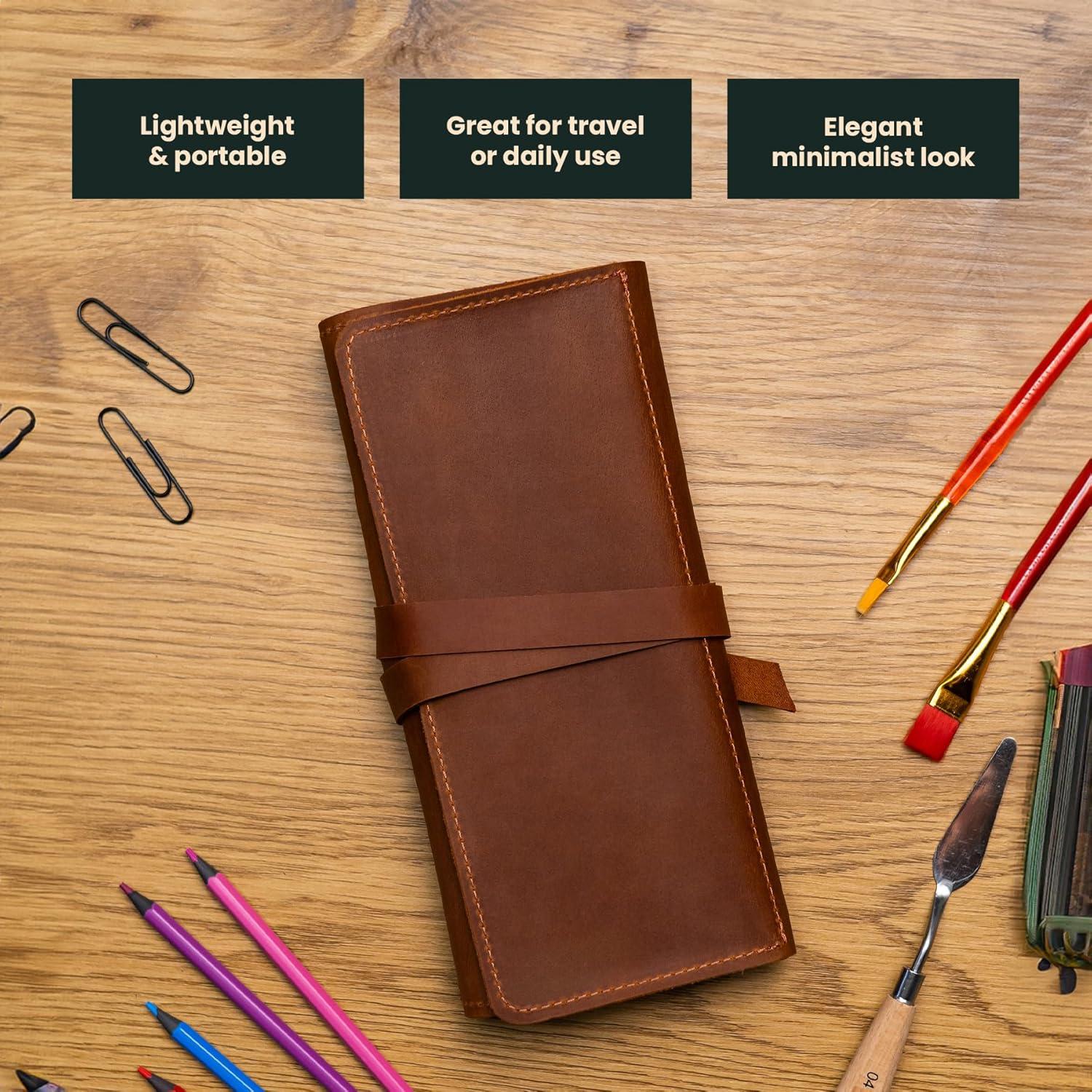 Estuche de Lápices de Cuero OMUBO Modelo#1 Marrón 36x24 cm