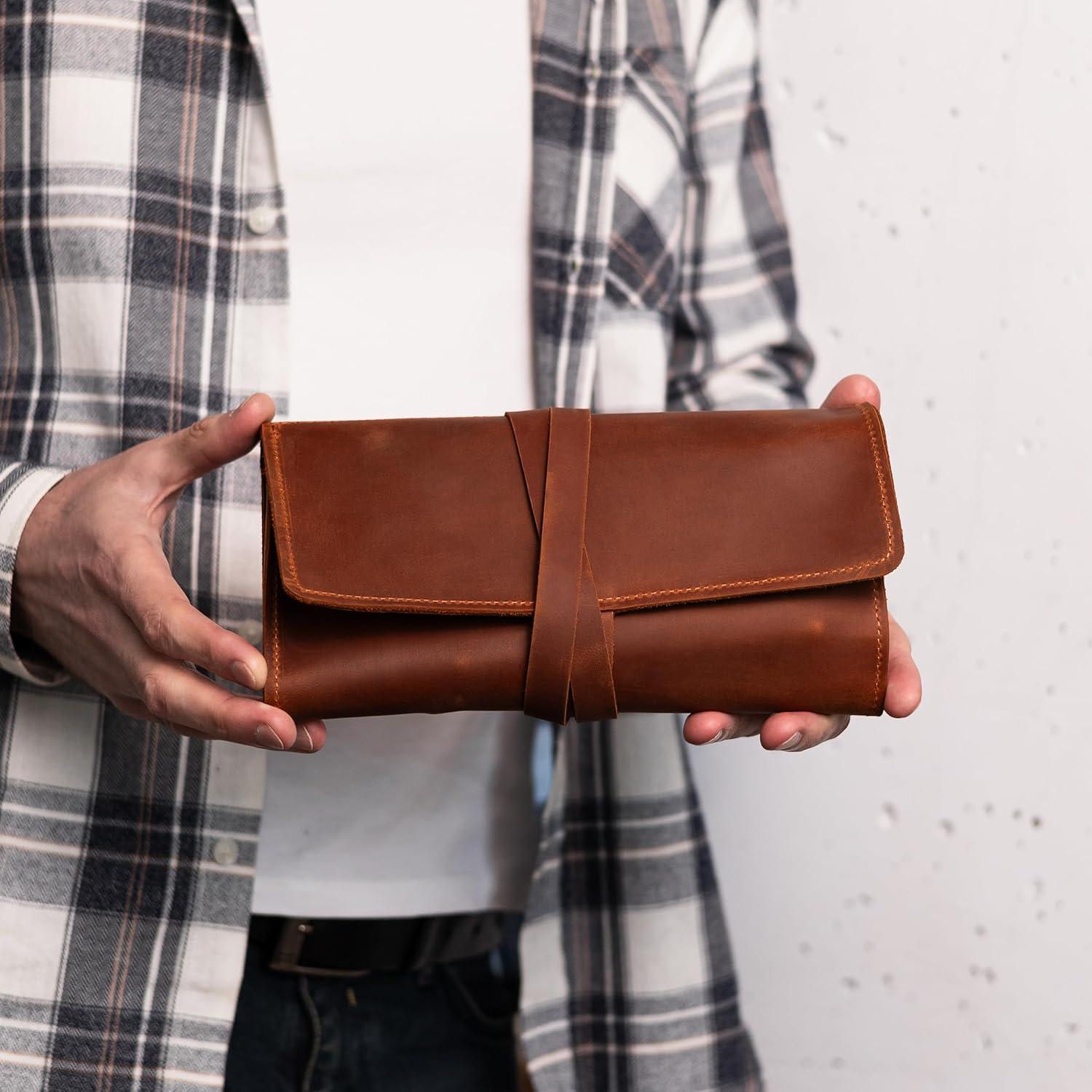 Estuche de Lápices de Cuero OMUBO Modelo#1 Marrón 36x24 cm