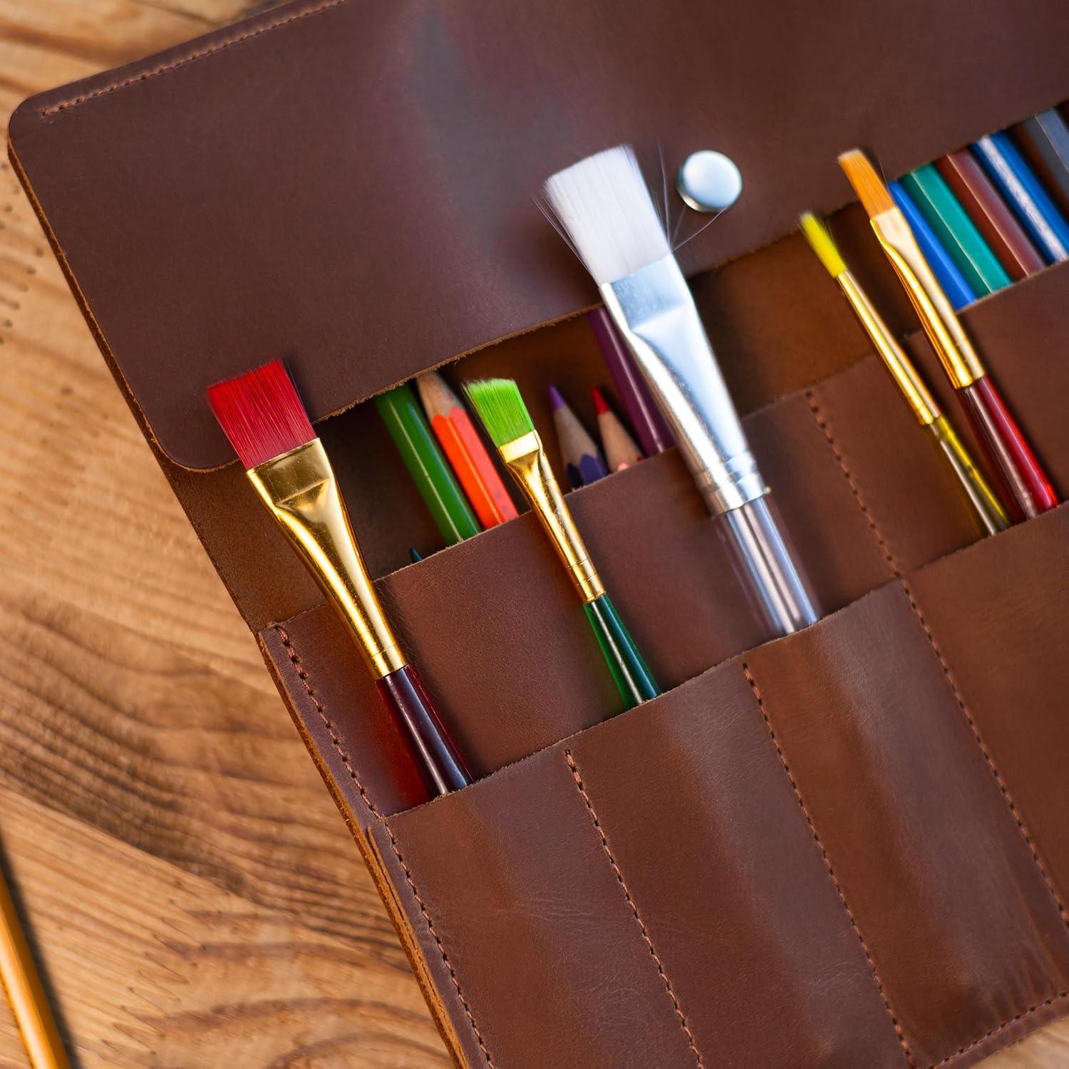 Estuche de Lápices de Cuero OMUBO Modelo#1 Marrón 36x24 cm