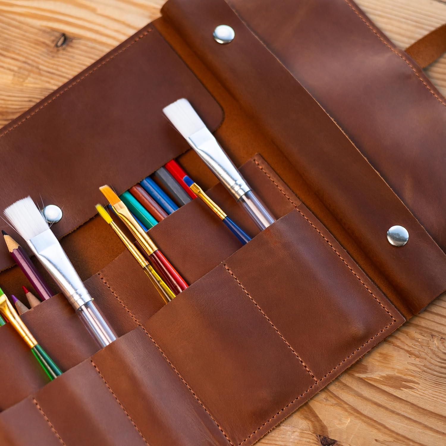 Estuche de Lápices de Cuero OMUBO Modelo#1 Marrón 36x24 cm