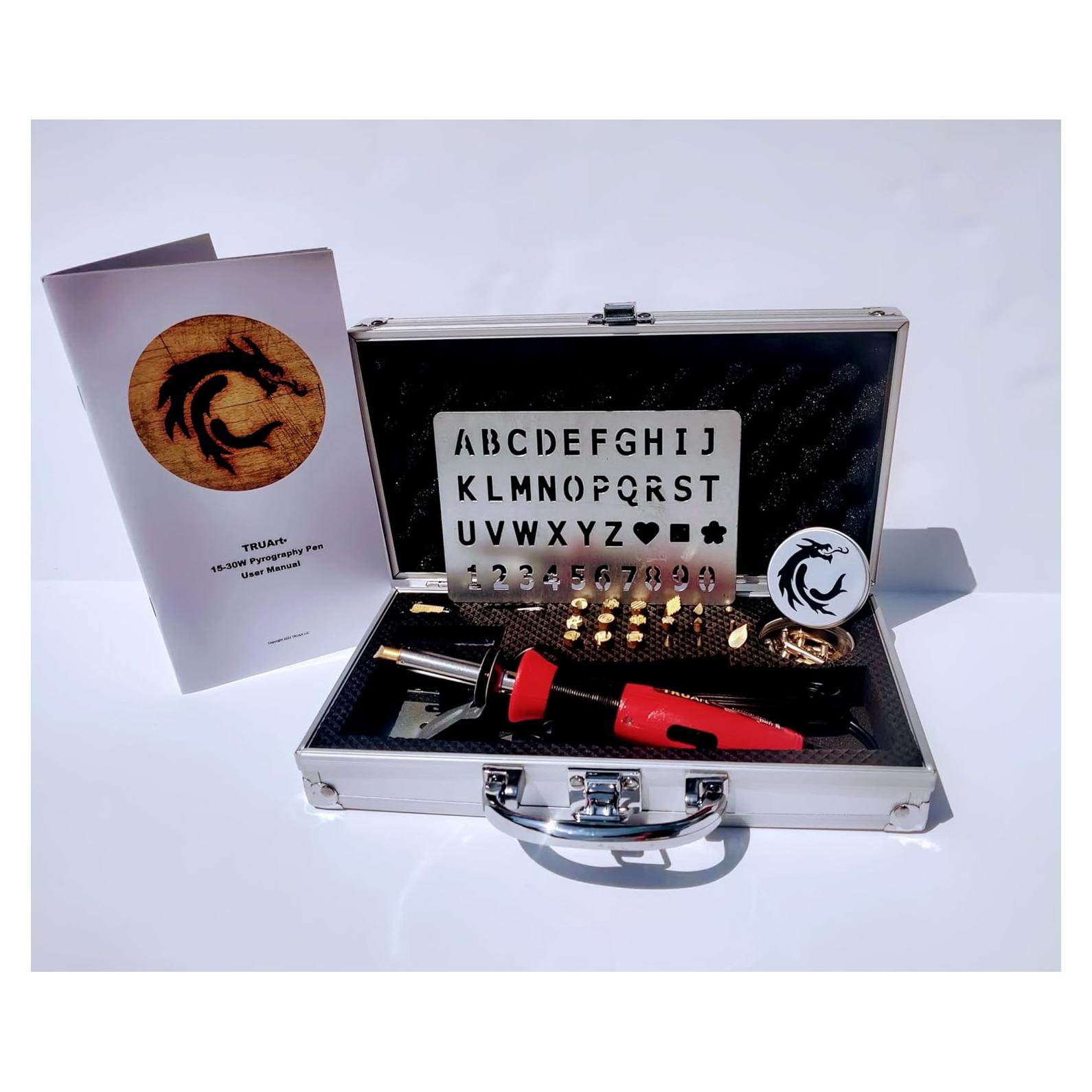 Juego de Plumas de Pirógrafo TRUArt - 35 Puntas, 30W, Caja Aluminio