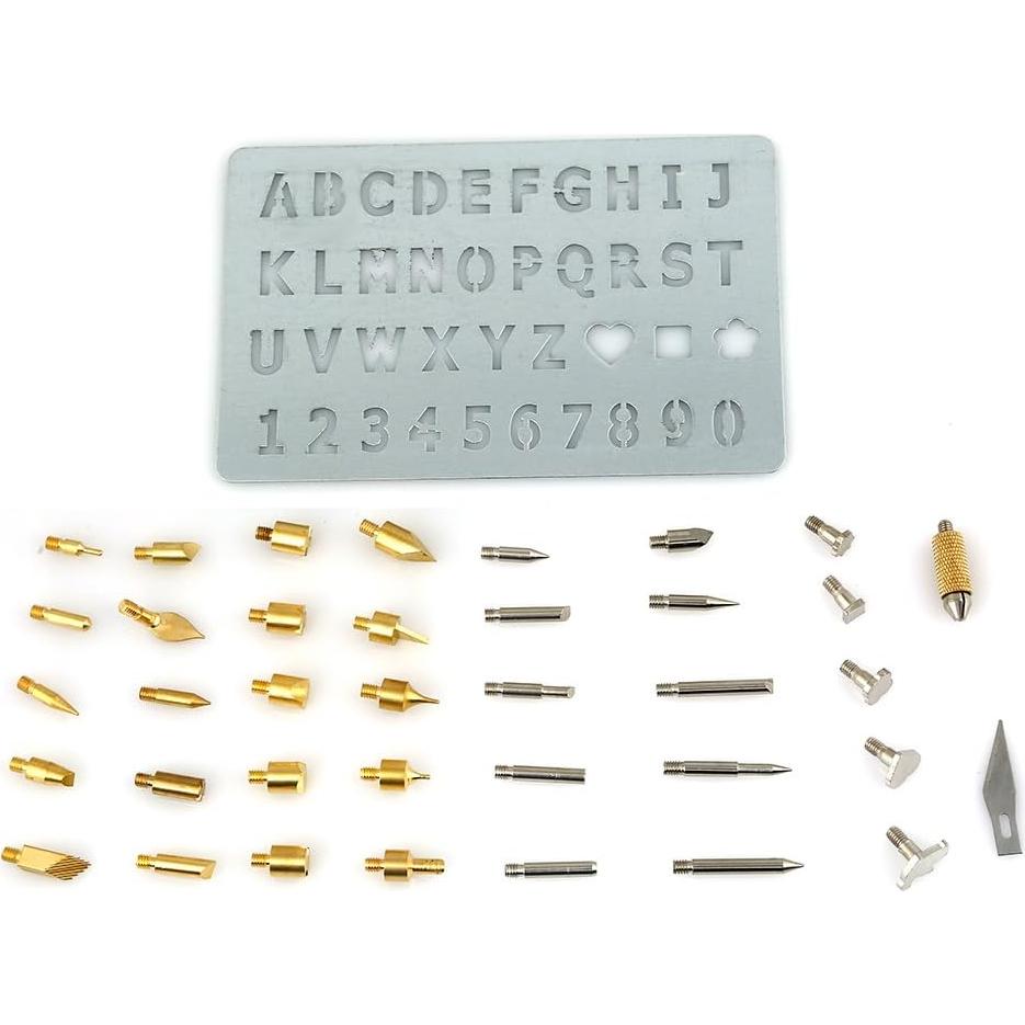 Juego de Plumas de Pirógrafo TRUArt - 35 Puntas, 30W, Caja Aluminio