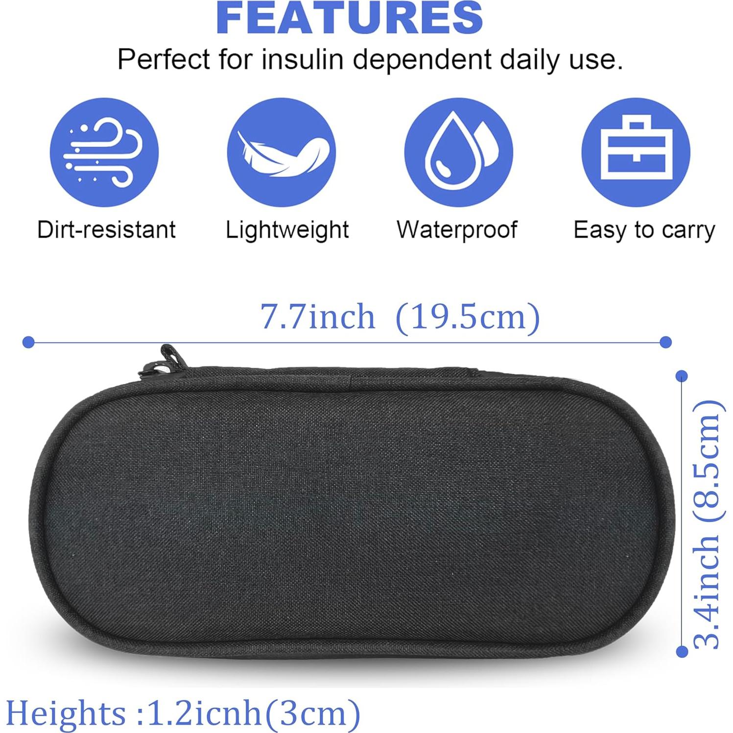 Estuche de viaje para insulina CDBXPRG negro con hielo TSA