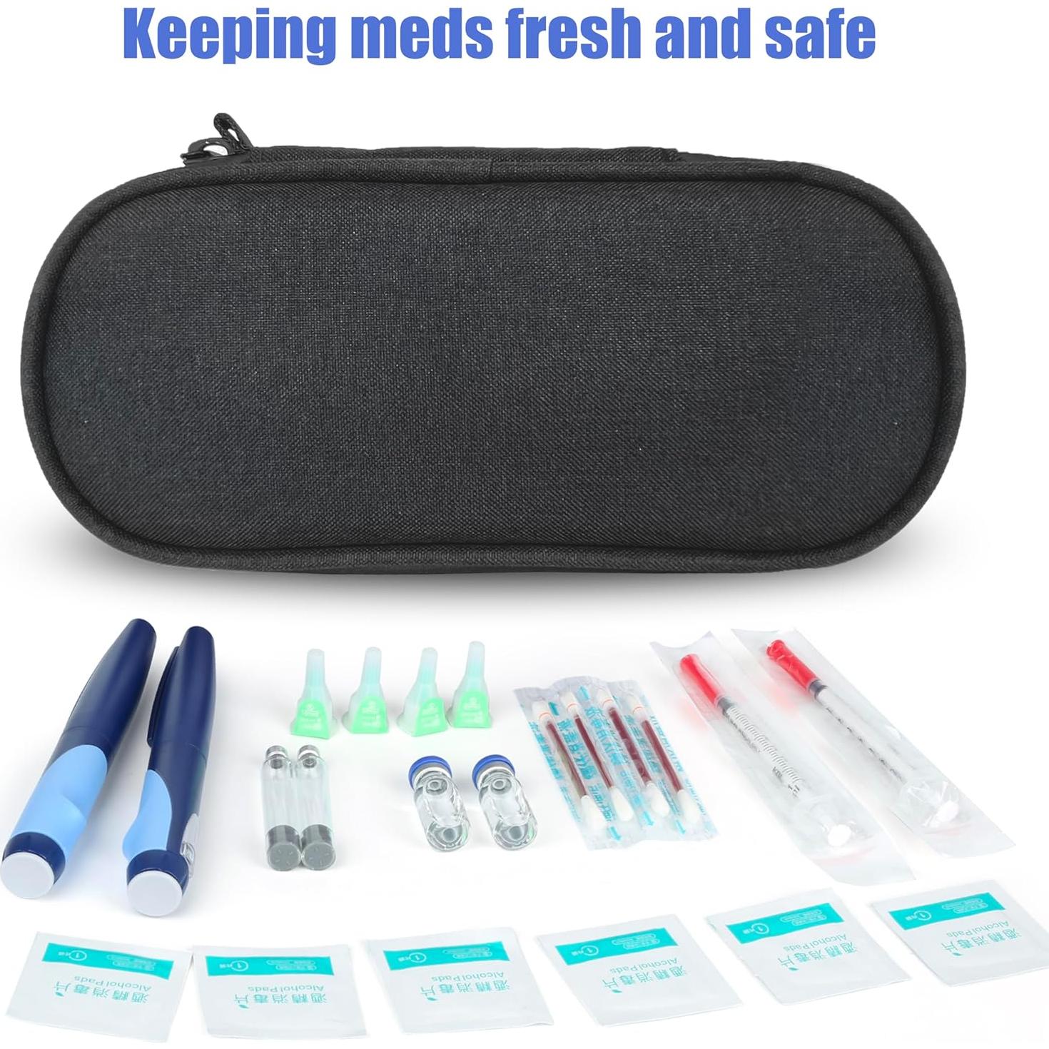 Estuche de viaje para insulina CDBXPRG negro con hielo TSA