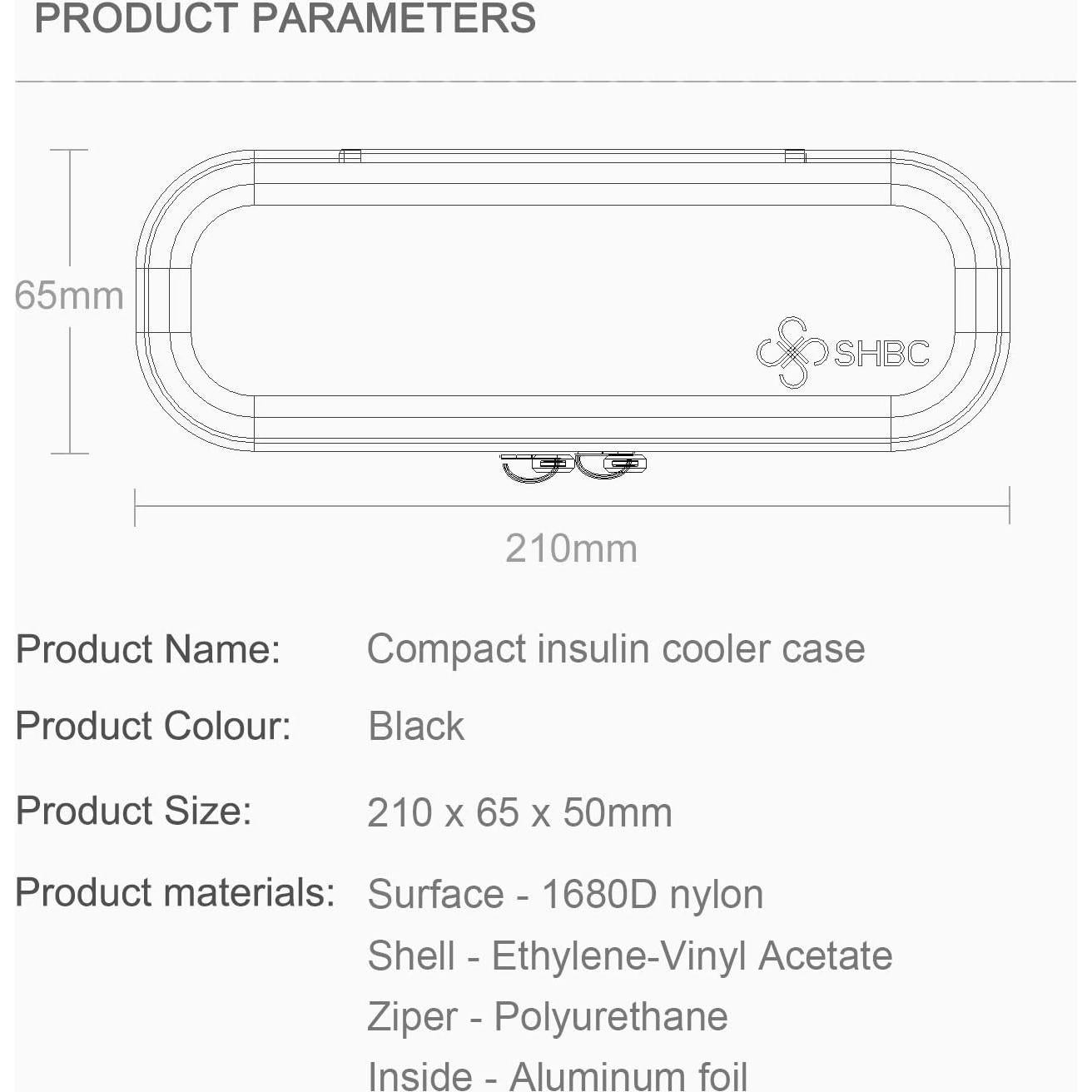 Estuche Compacto para Insulina SHBC - 21x6x5.5cm - Negro